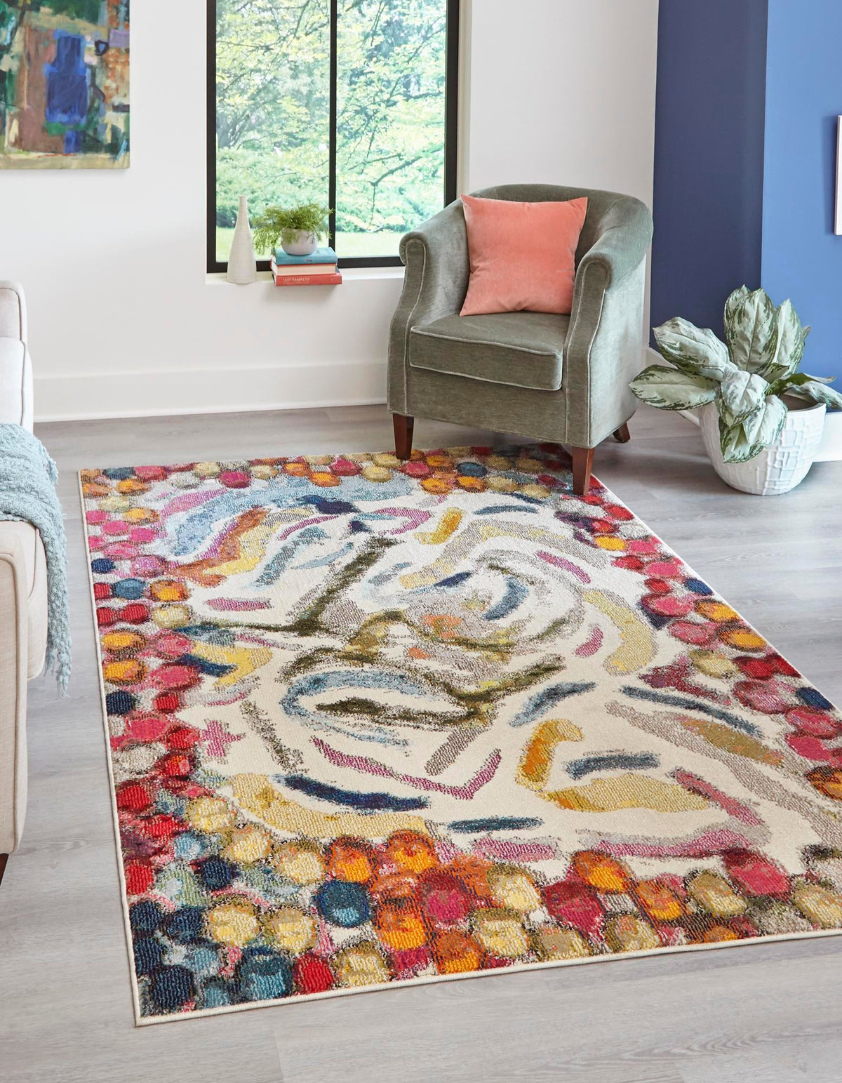 Vivid Jaipur Multi & Black Area Rug, room setting