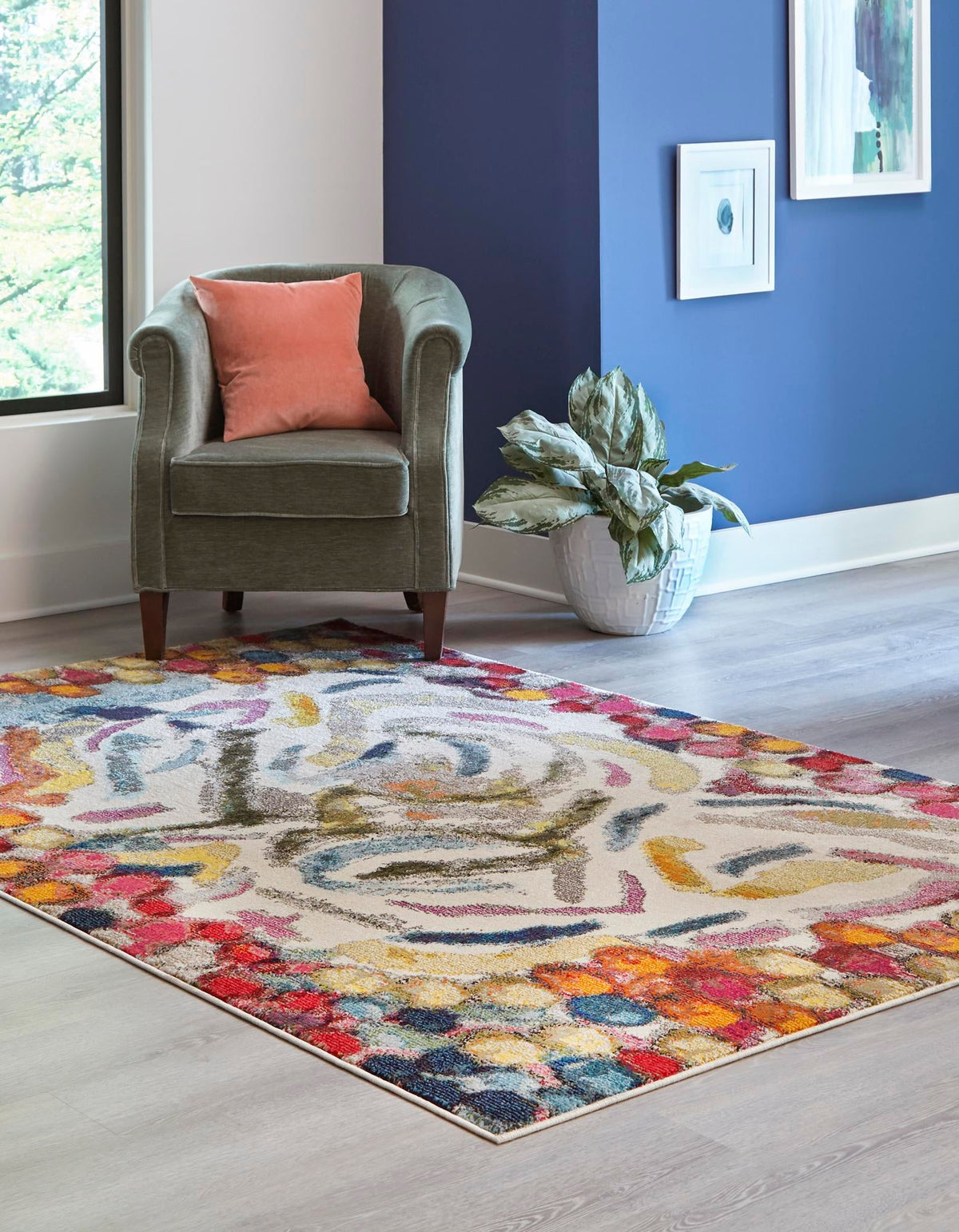 Vivid Jaipur Multi & Black Area Rug | Unique Loom high-resolution supplier additional photo 3165179_image_1011.jpg