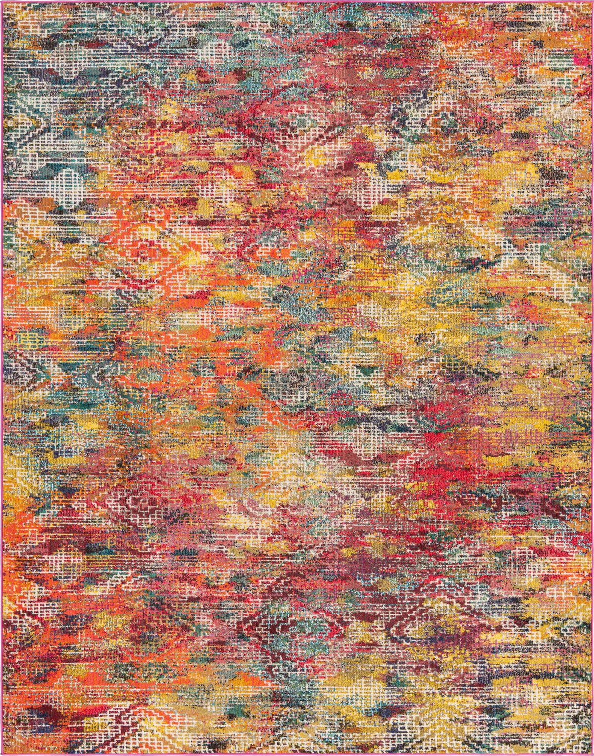 Vivid Bengaluru Multi & Orange Area Rug, overhead view