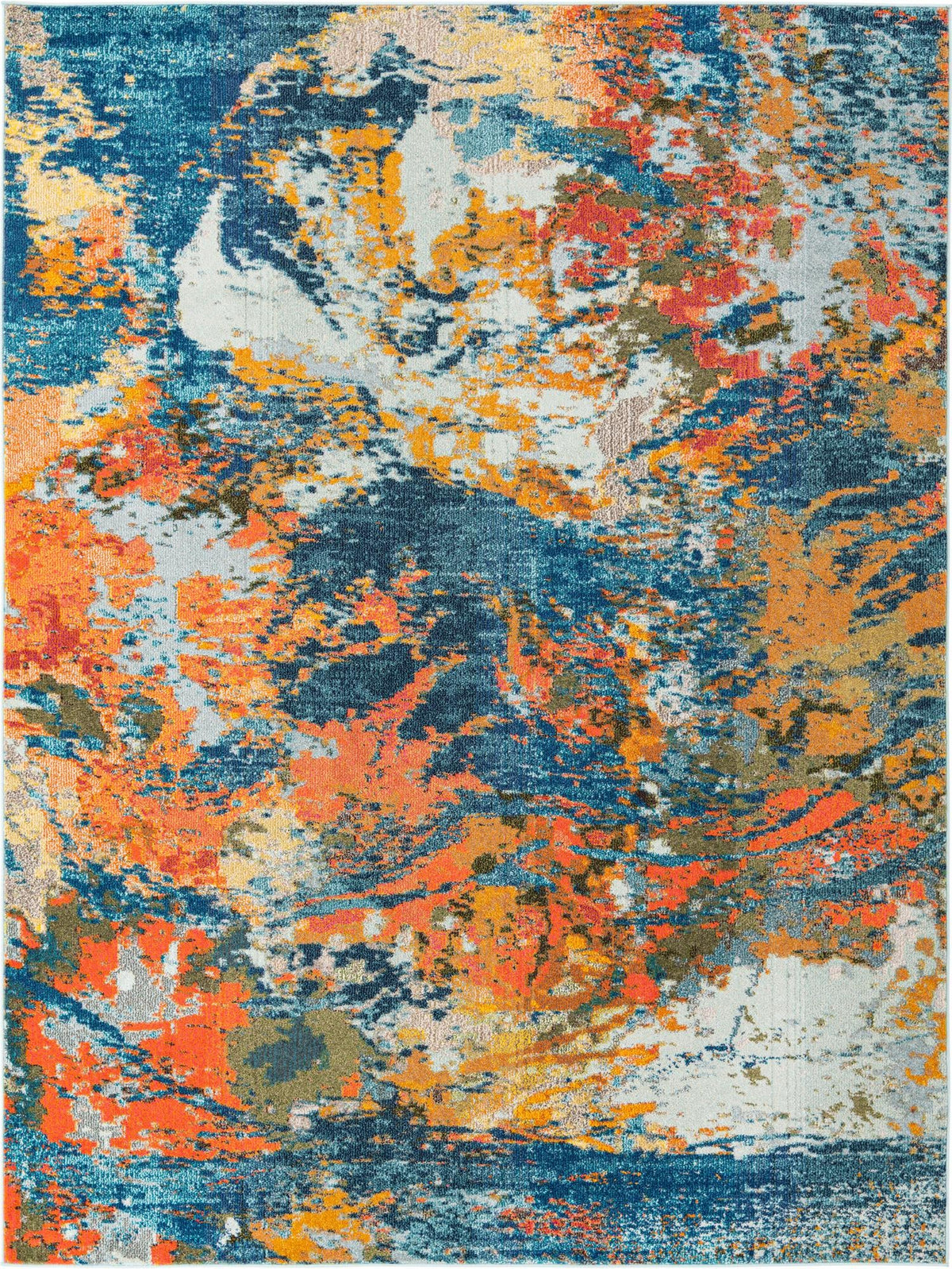 Vivid Pune Multi & Beige Area Rug, overhead view