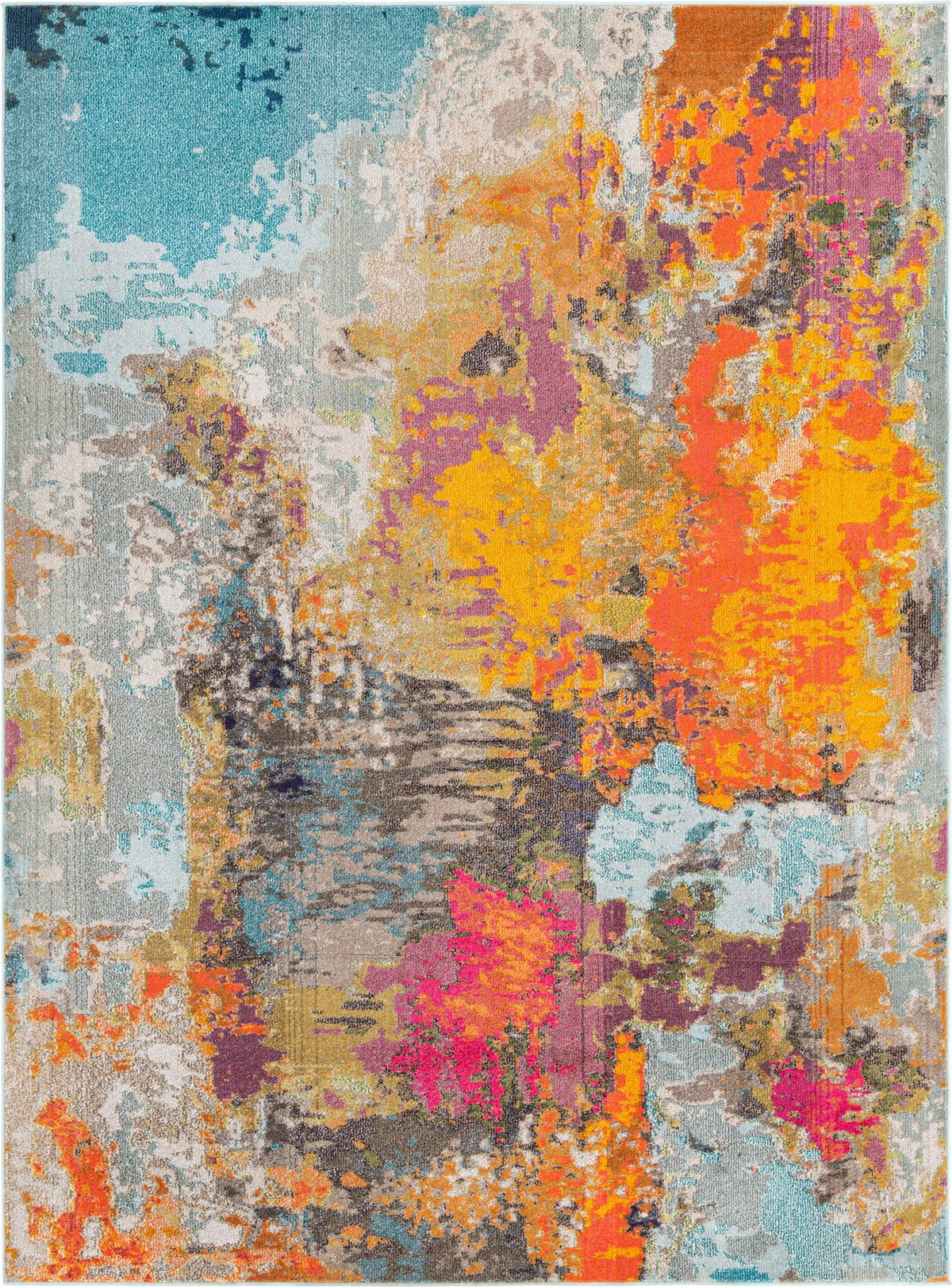 Vivid Kolkata Multi & Yellow Area Rug, overhead view