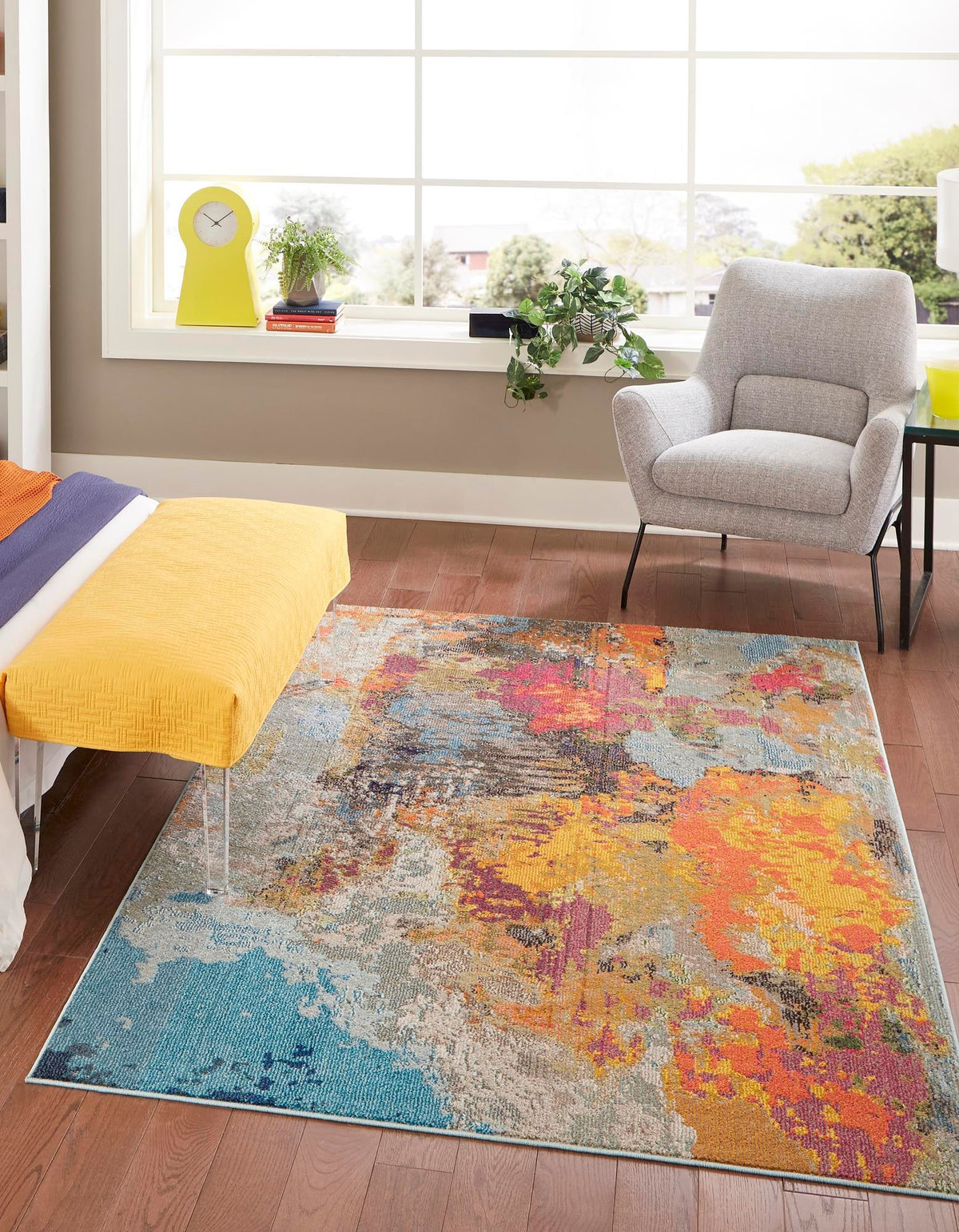 Vivid Kolkata Multi & Yellow Area Rug, room setting