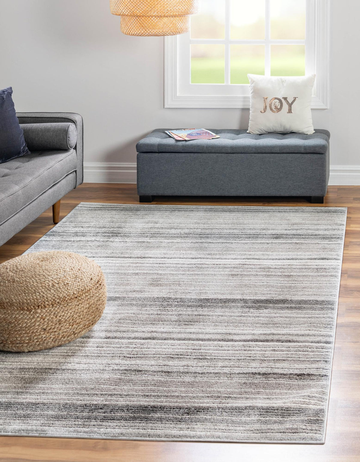 Gemstone Topaz Gray & Ivory Area Rug | Rectangle in room