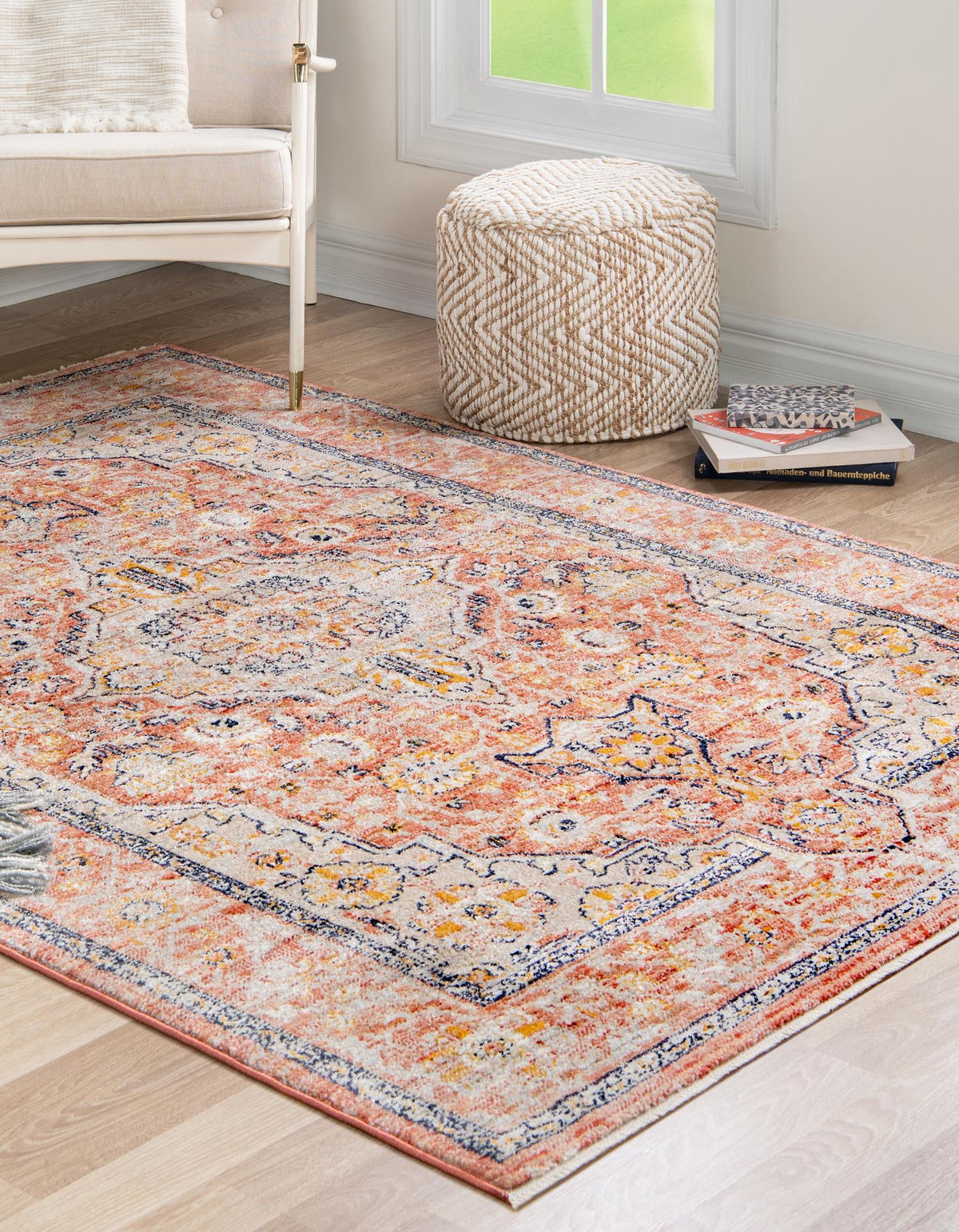 Lola Traditional Brick Red & Ivory Area Rug | Original supplier photo 3