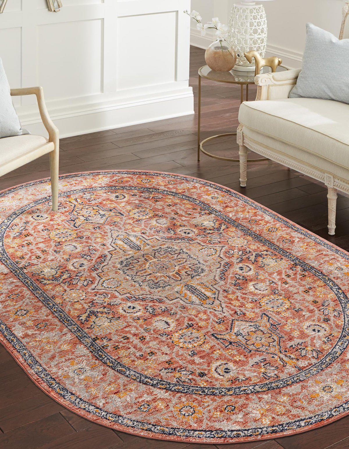 Lola Traditional Brick Red & Ivory Area Rug | Original supplier photo 13