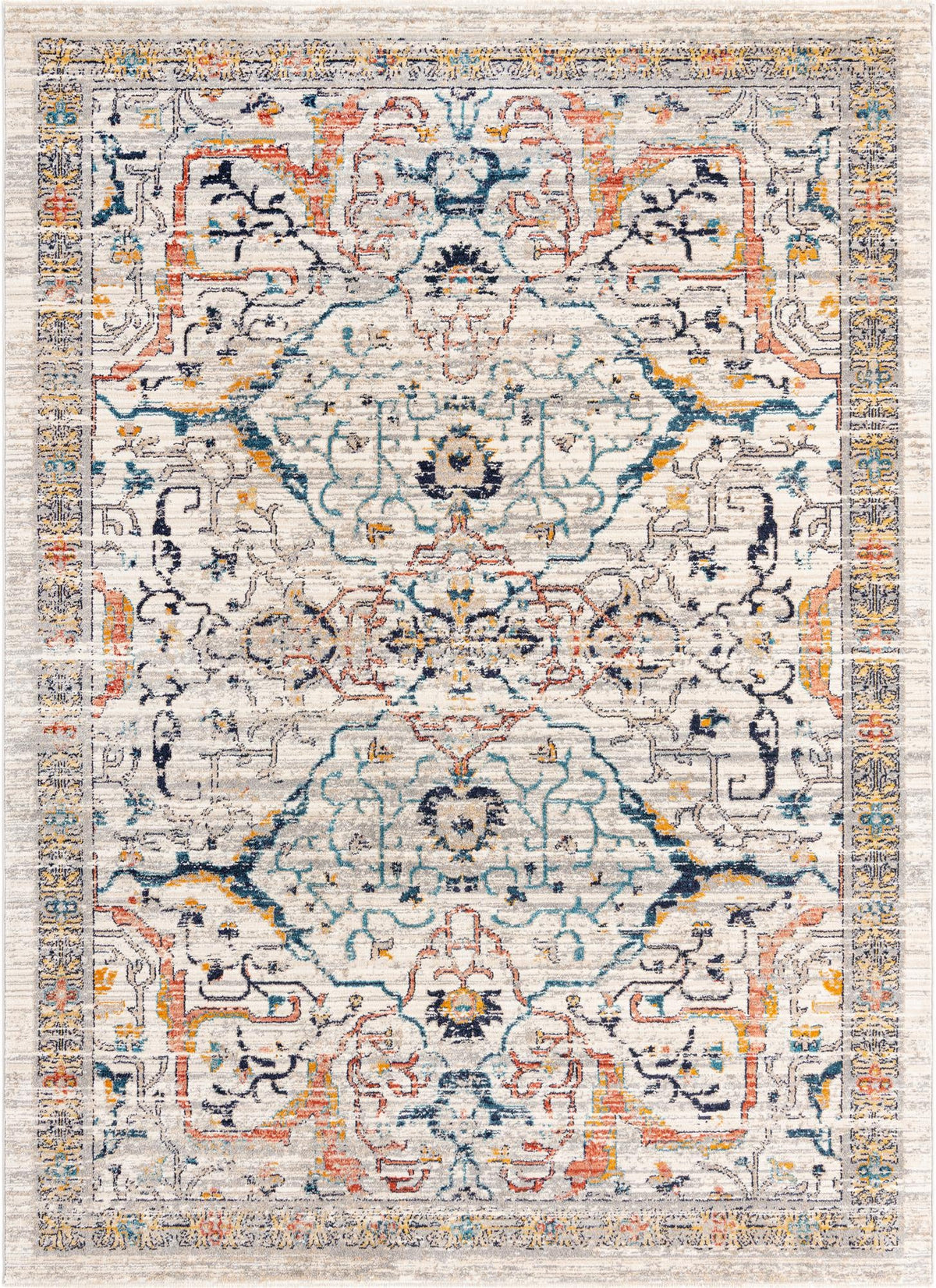 Lola Vivacious Ivory & Gray Area Rug, overhead view