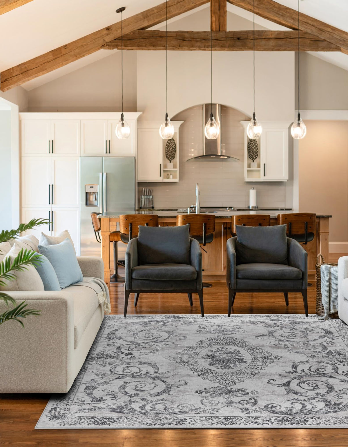 Finsbury Diana Gray & Ivory Area Rug | Original same-design same-color lifestyle, different shape permitted