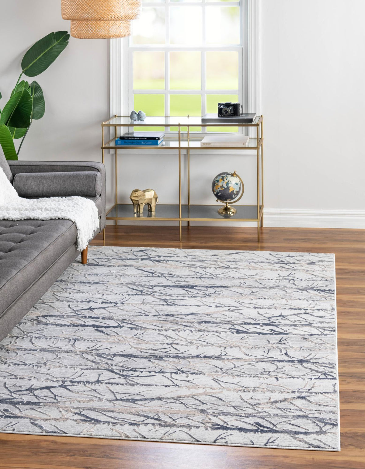 Finsbury Anne Gray & Beige Area Rug | Rectangle in room