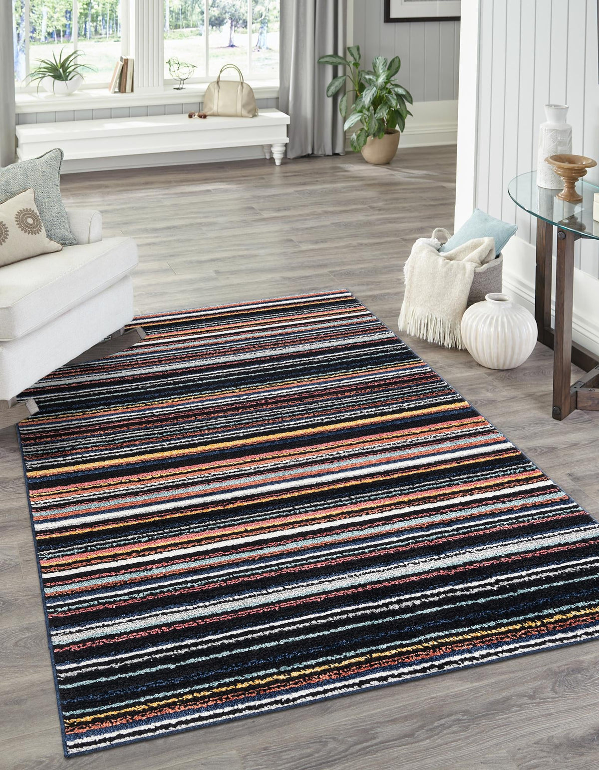 Tagine Maryam Multi & Black Area Rug | Rectangle in room