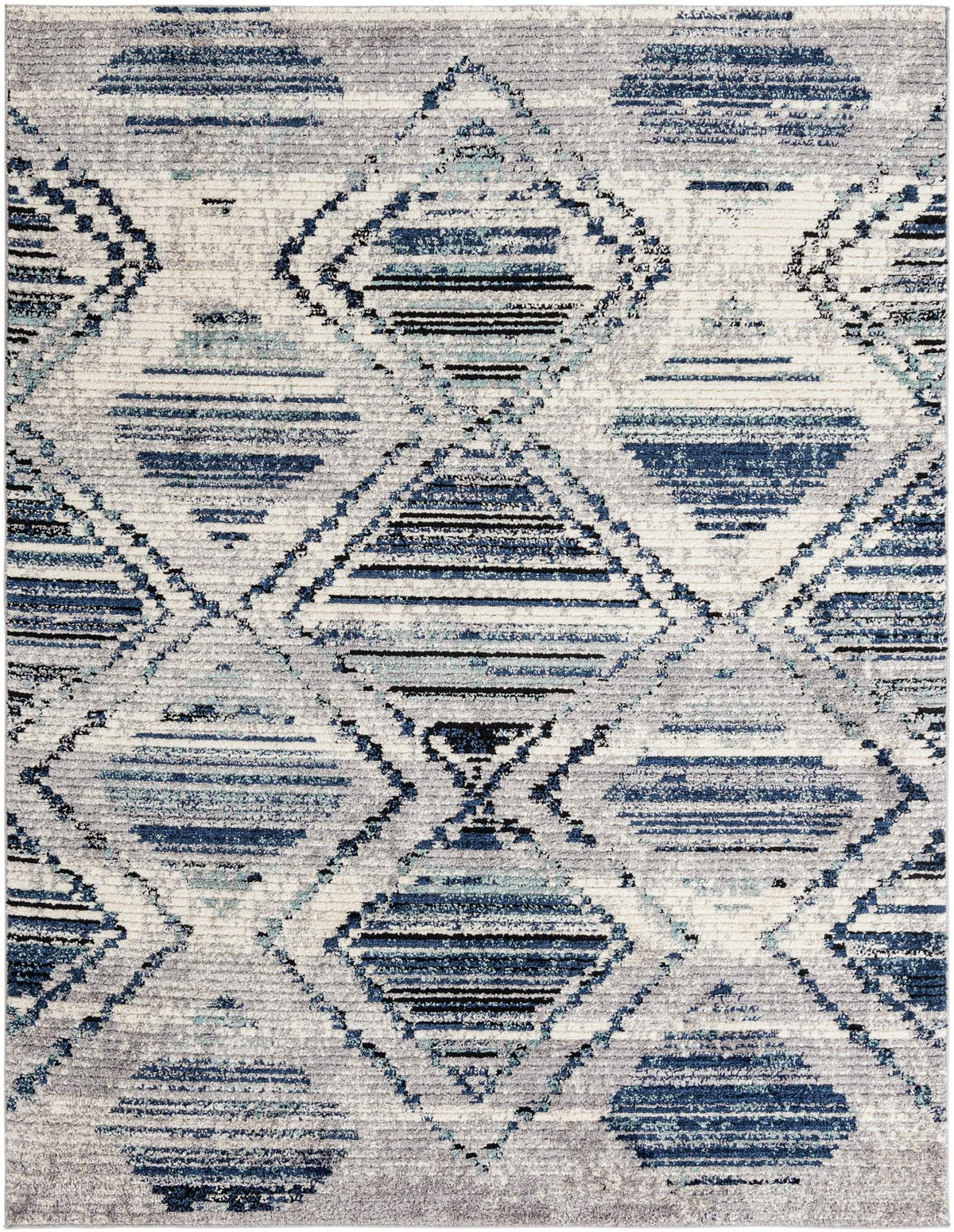 Tagine Raja Blue Gray & Ivory Area Rug overhead Rectangle 7' 10" x 10'