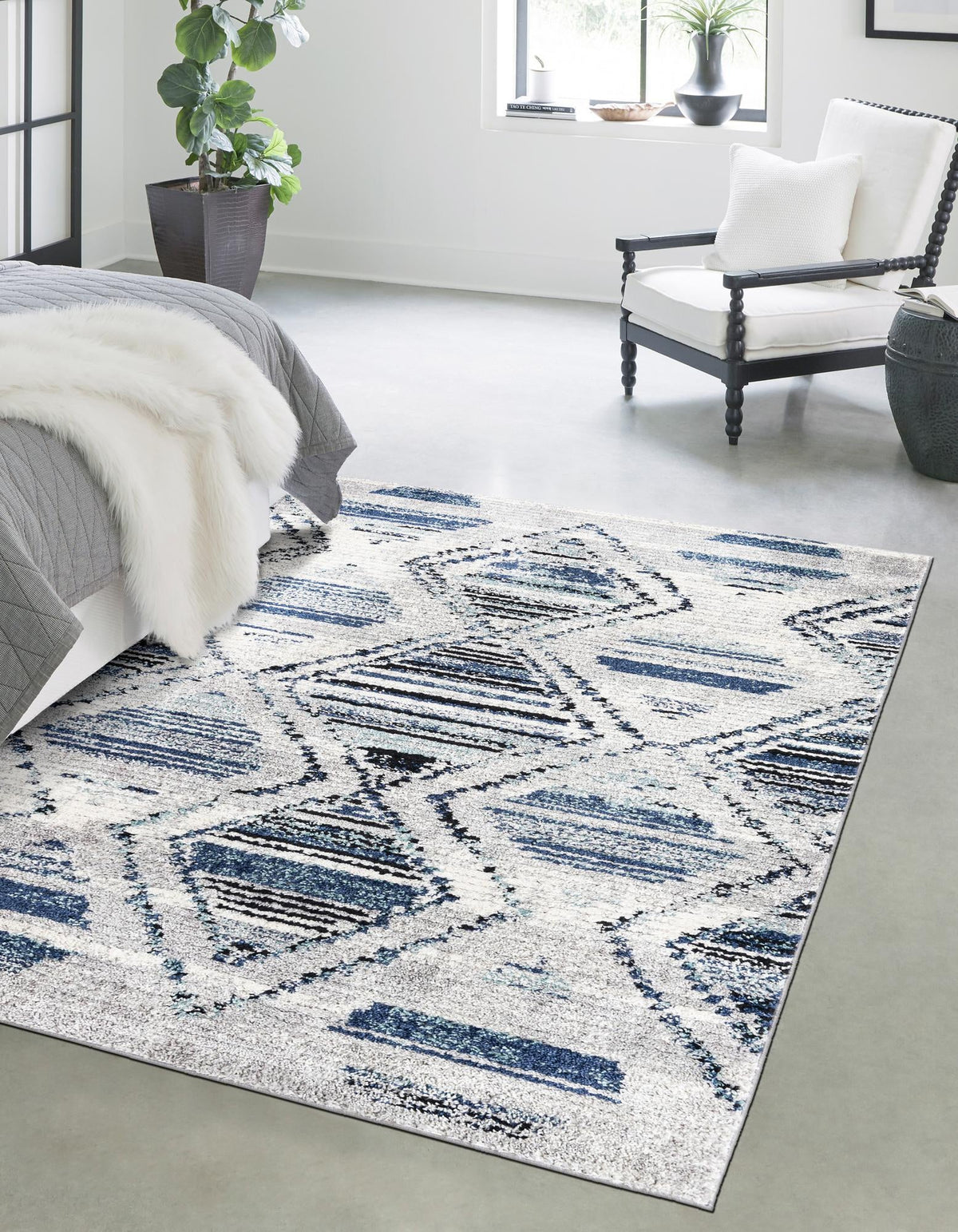 Tagine Raja Blue Gray & Ivory Area Rug lifestyle Rectangle