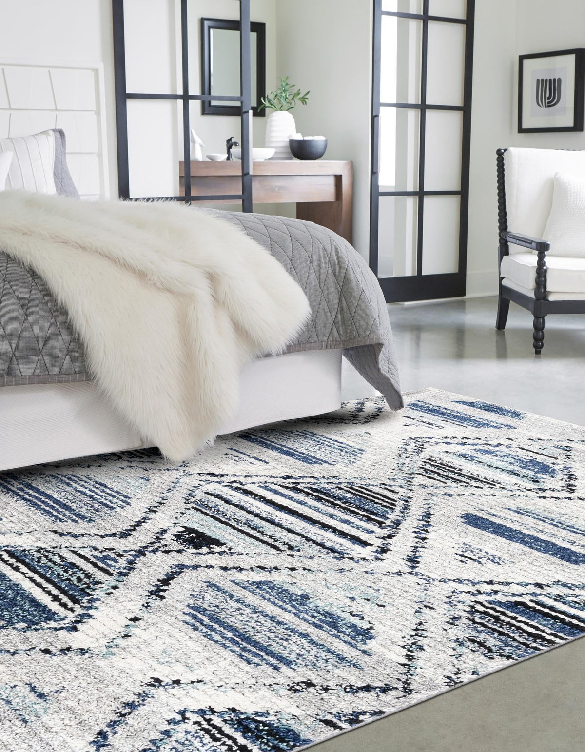 Tagine Raja Blue Gray & Ivory Area Rug | Unique Loom high-resolution supplier additional photo 3176379_image_1011.jpg