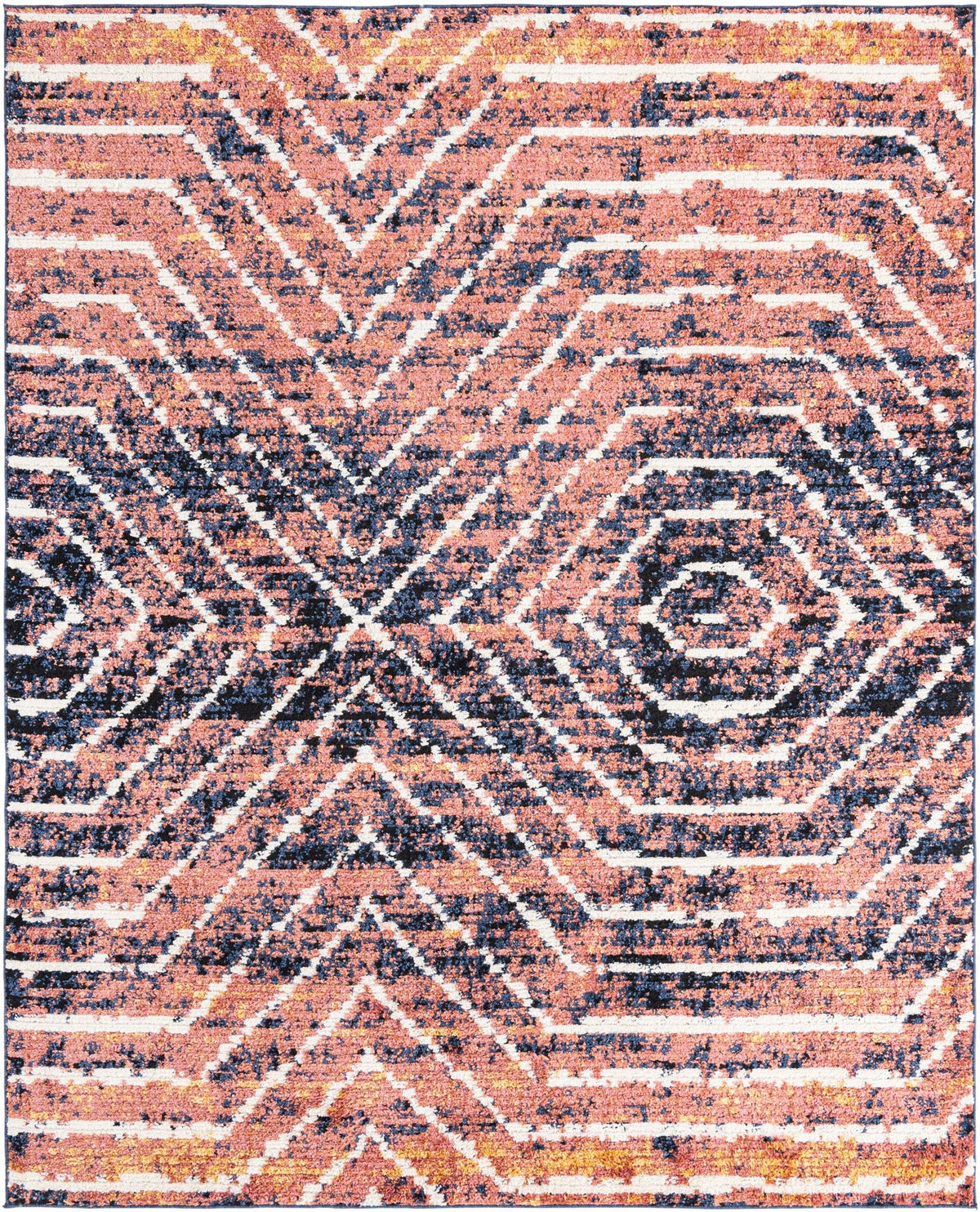 Tagine Safiya Rust Orange & Black Area Rug, overhead view