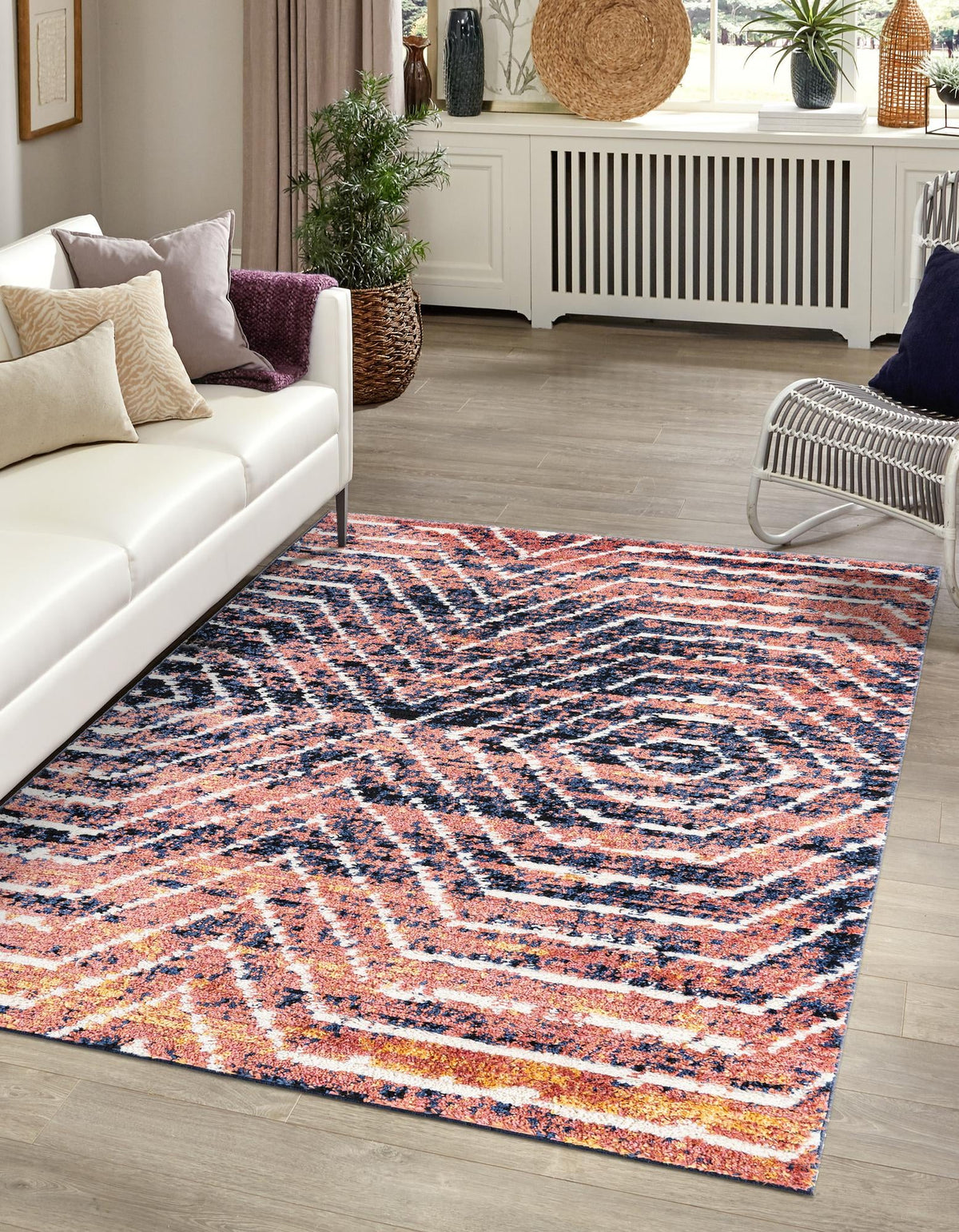 Tagine Safiya Rust Orange & Black Area Rug, room setting