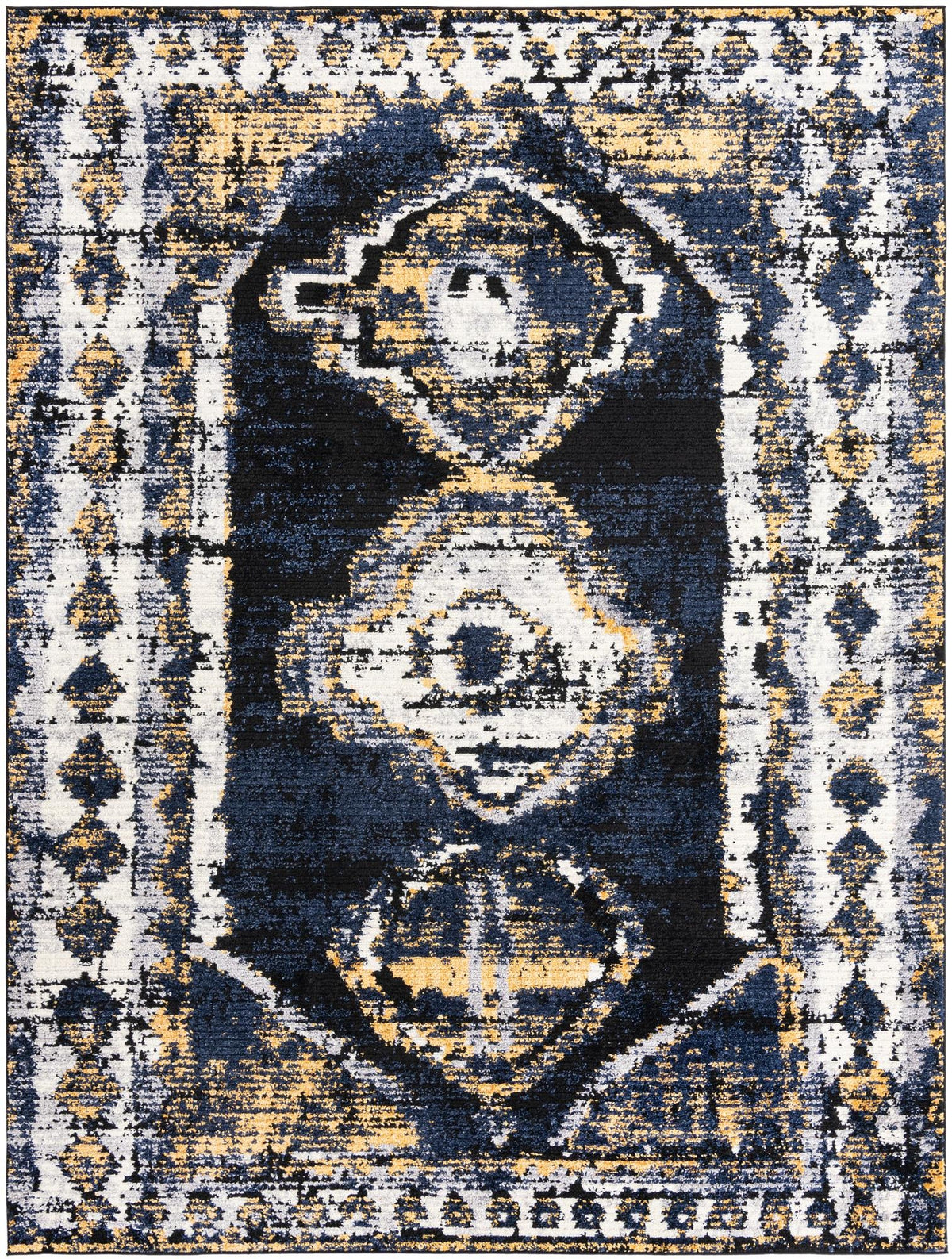 Tagine Soraya Blue & Gray Area Rug | Rectangle overhead alternative