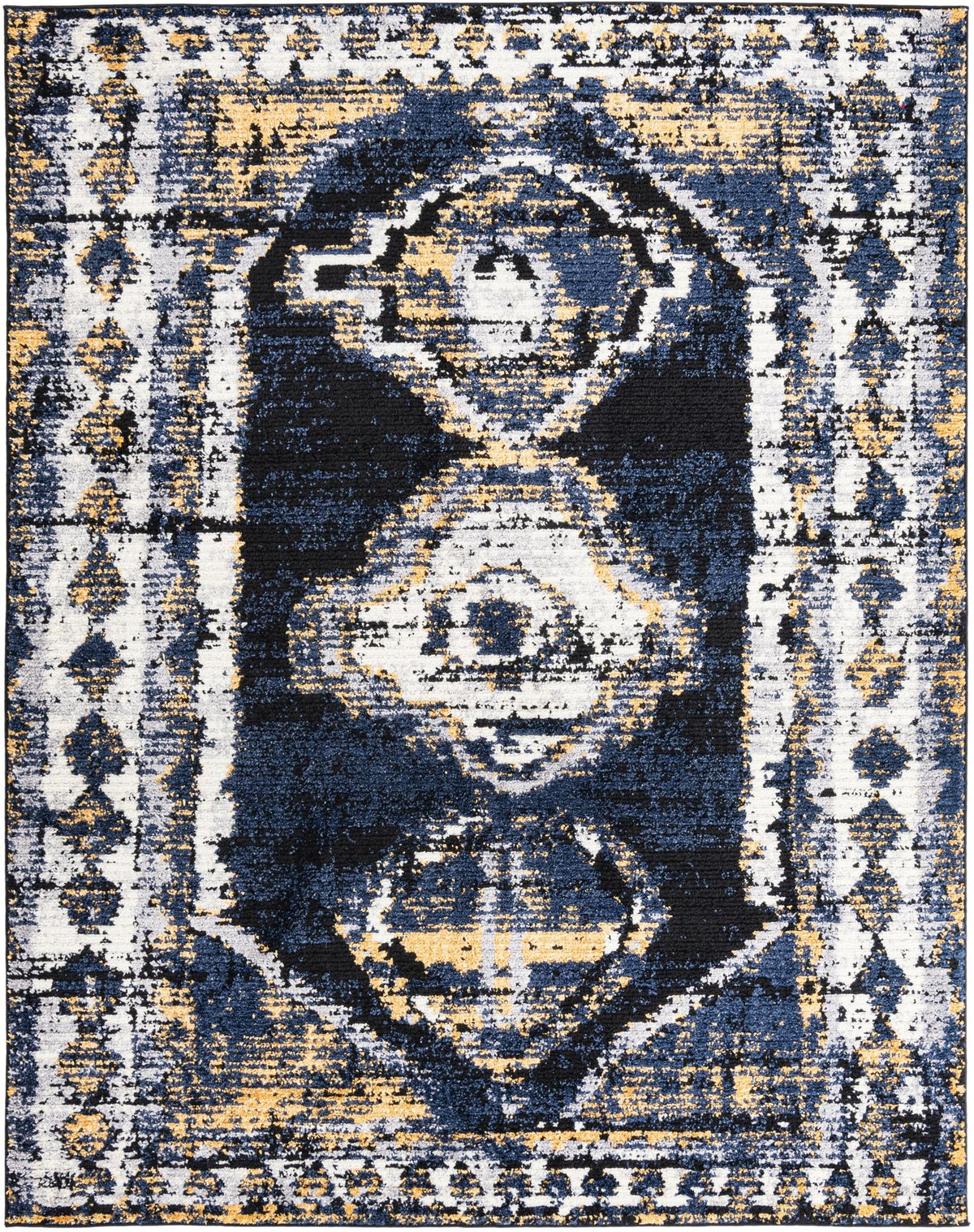 Tagine Soraya Blue & Gray Area Rug | Rectangle overhead | SKU 3176496