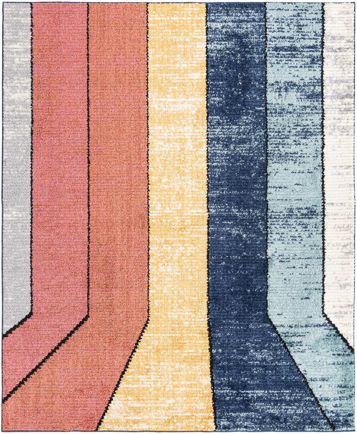 Tagine Hinda Multi & Black Area Rug overhead Rectangle 7' 10" x 10'