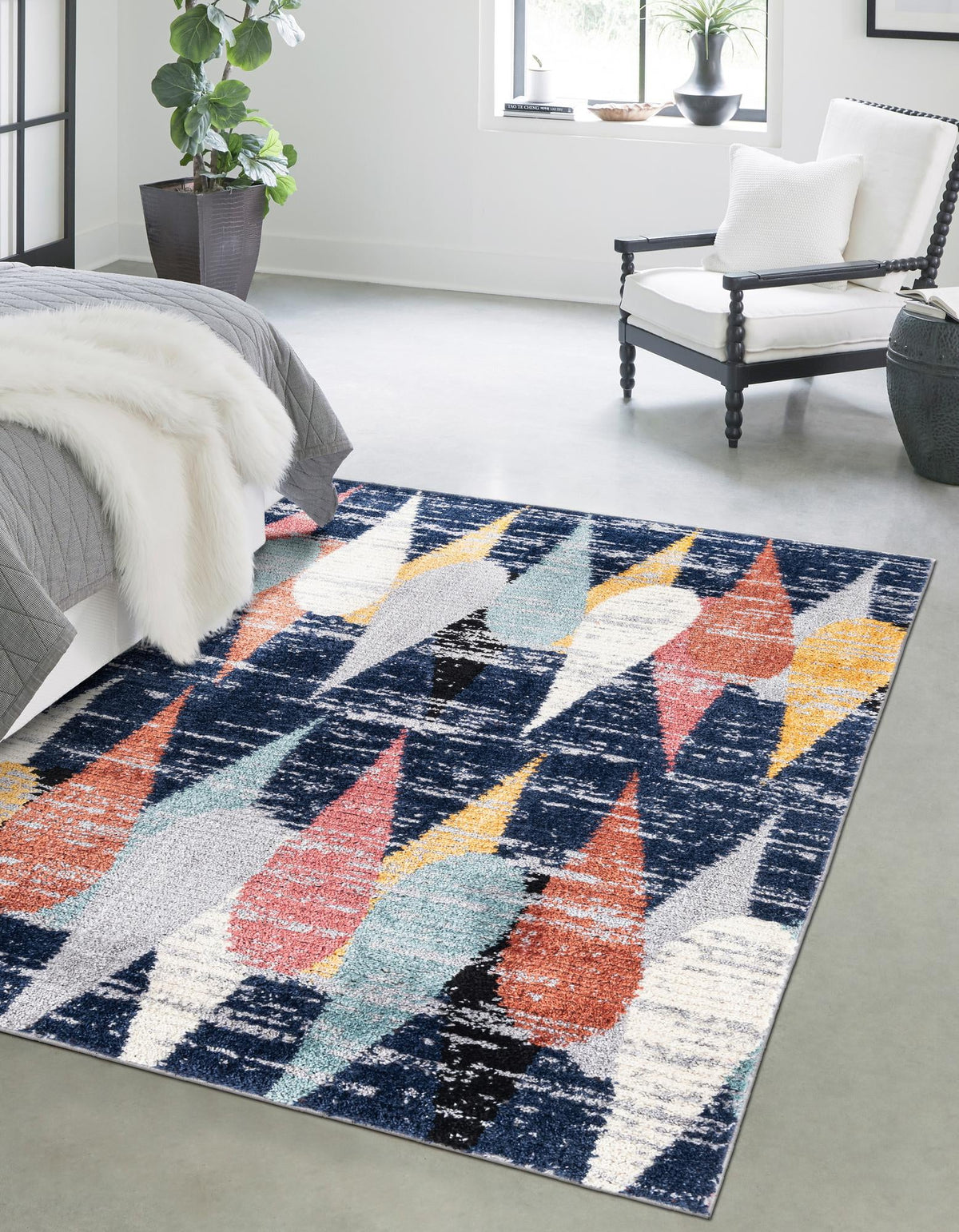 Tagine Hafida Blue & Gray Area Rug | Rectangle in room