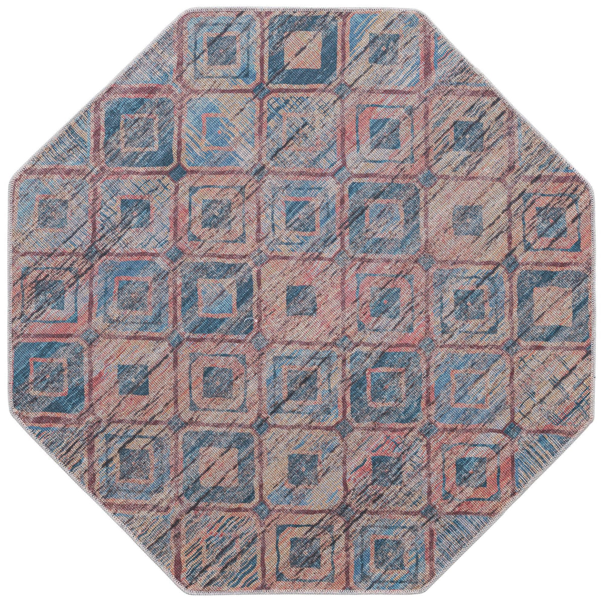 Sisu Aksil Peach & Blue & Navy Blue Area Rug | Original supplier photo 56