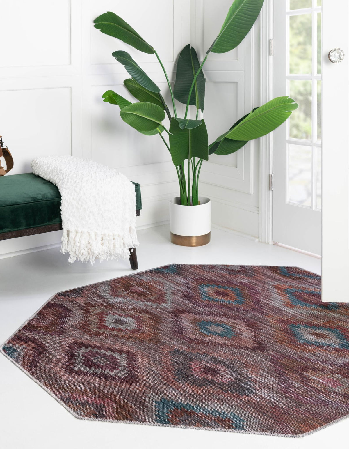 Sisu Haryana Terracotta & Brown Area Rug | Same-design and same-color lifestyle photo (shape may differ) 