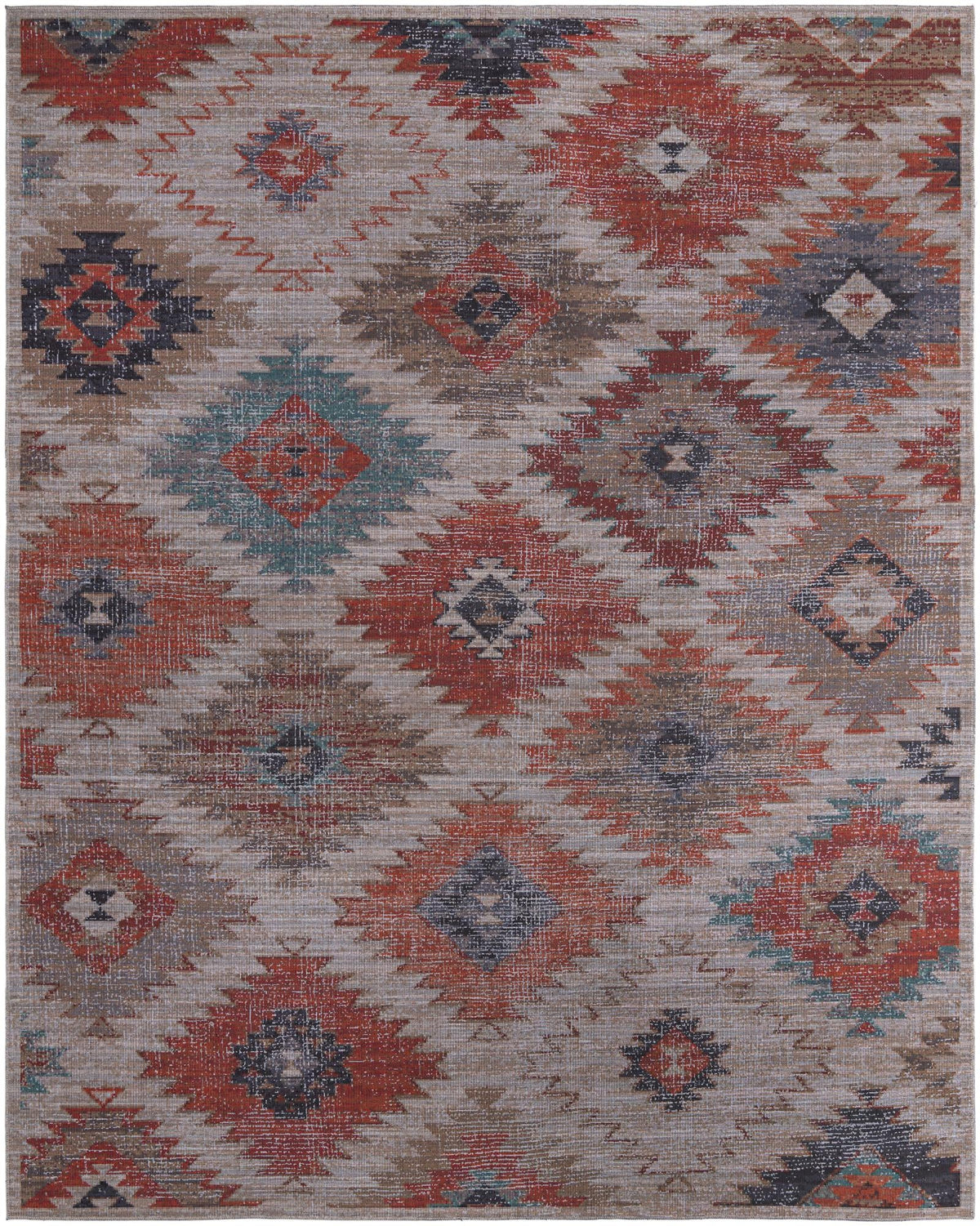 Sisu Tripura Rust Red & Beige & Navy Blue Area Rug | Original supplier photo 50