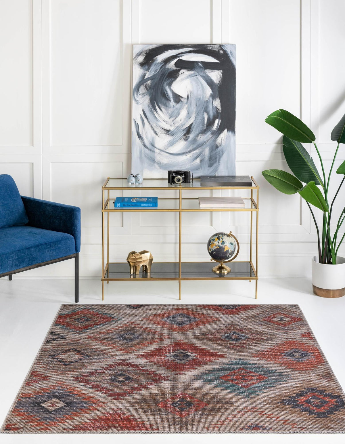 Sisu Tripura Rust Red & Beige & Navy Blue Area Rug | Original supplier photo 2
