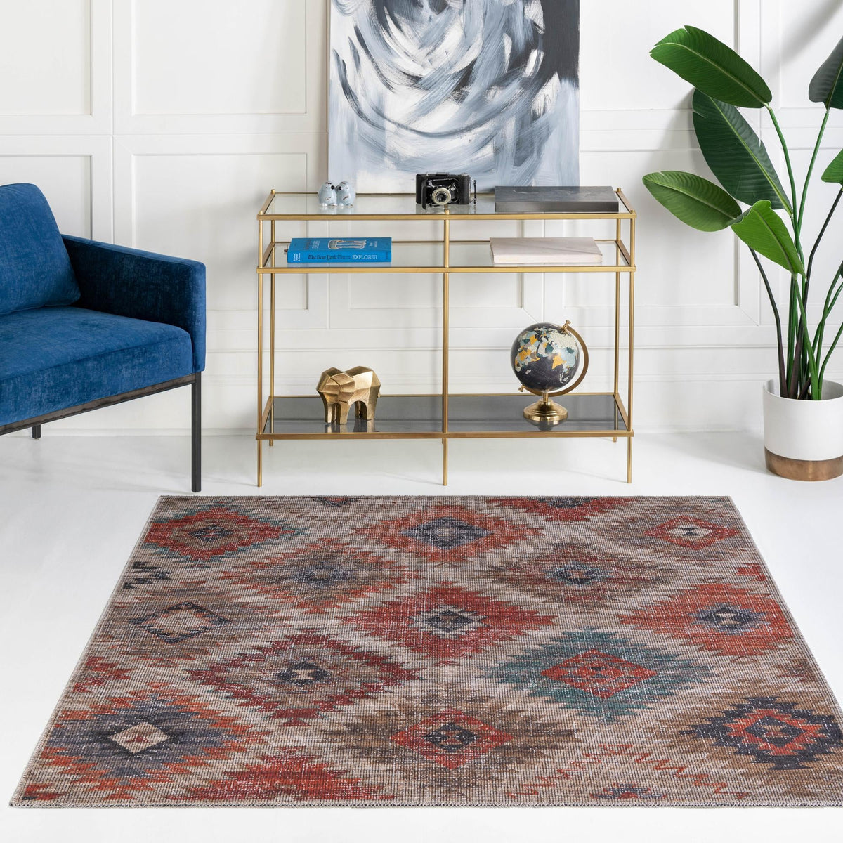 Sisu Tripura Rust Red & Beige & Navy Blue Area Rug | Original supplier photo 3