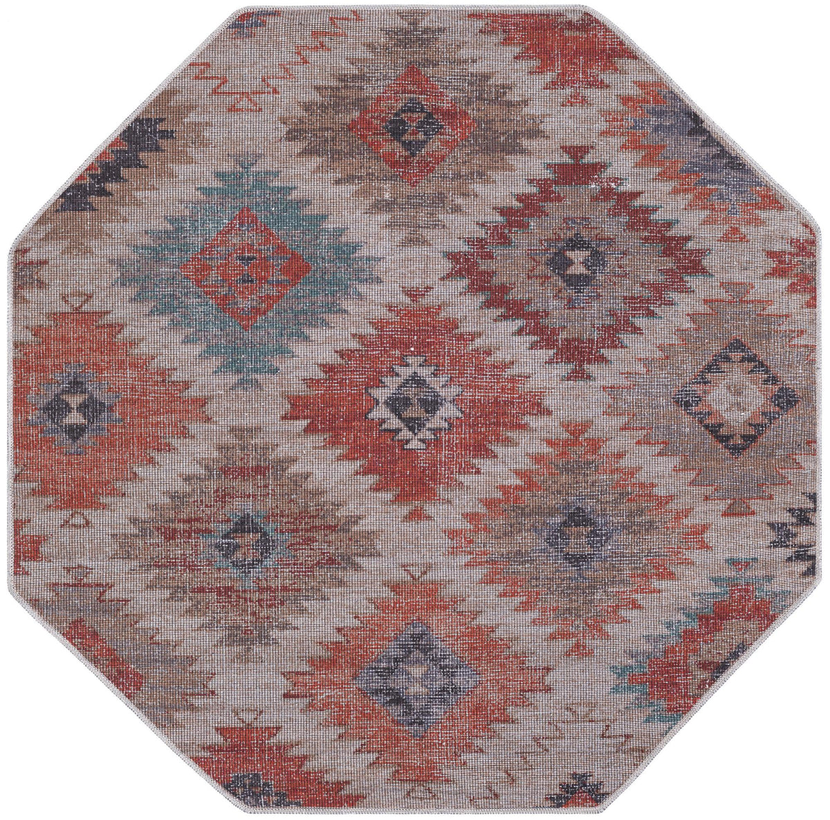 Sisu Tripura Rust Red & Beige & Navy Blue Area Rug | Original supplier photo 44