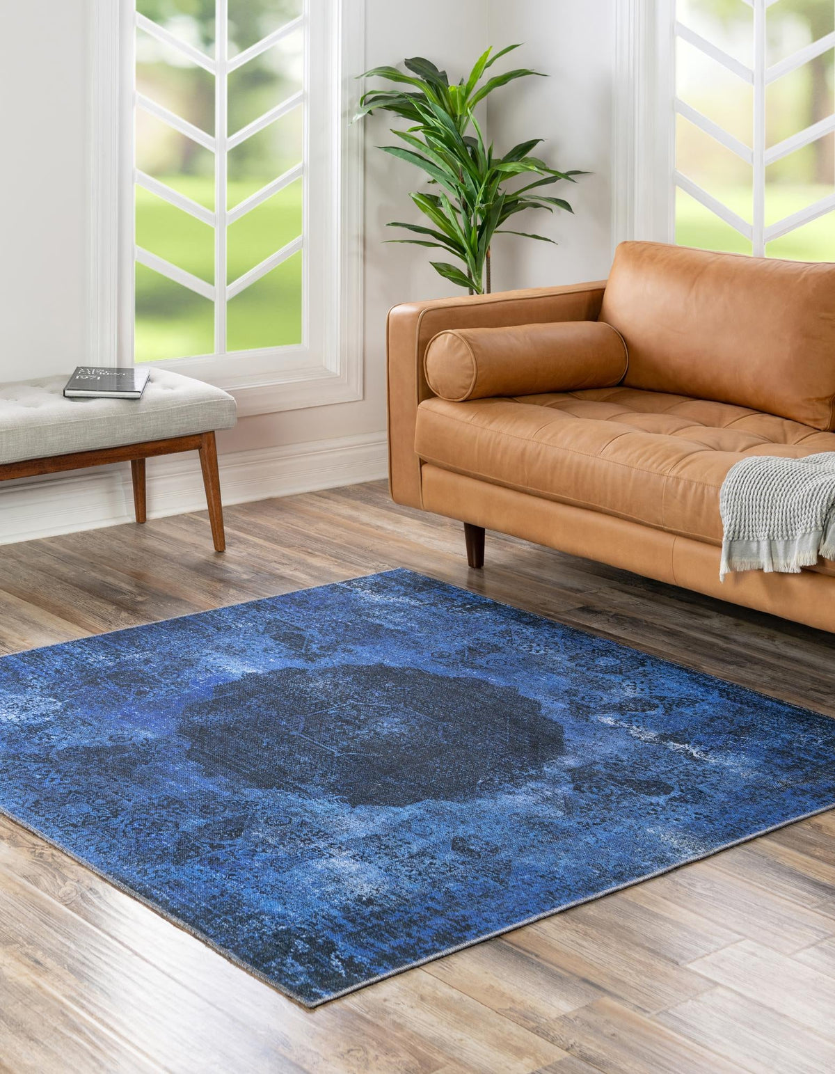 Yara Nayer Overdyed Blue & Blue Area Rug | Unique Loom high-resolution supplier additional photo 3181930_image_1011.jpg