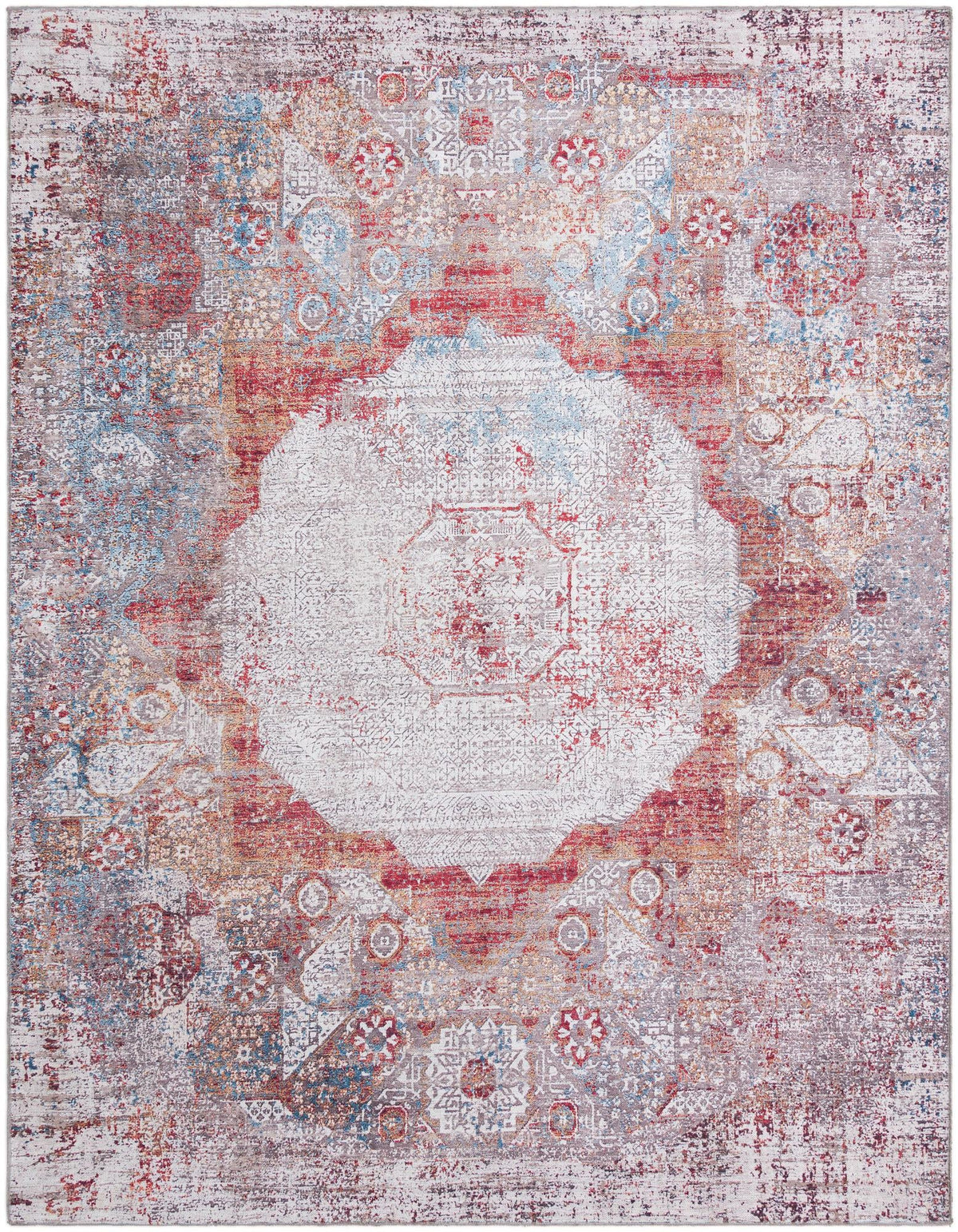 Yara Nayer Multi & Ivory Area Rug, overhead view