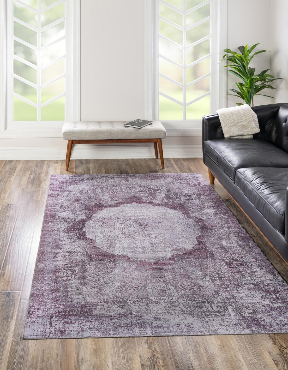 Yara Nayer Pink Ivory & Gray Area Rug, room setting