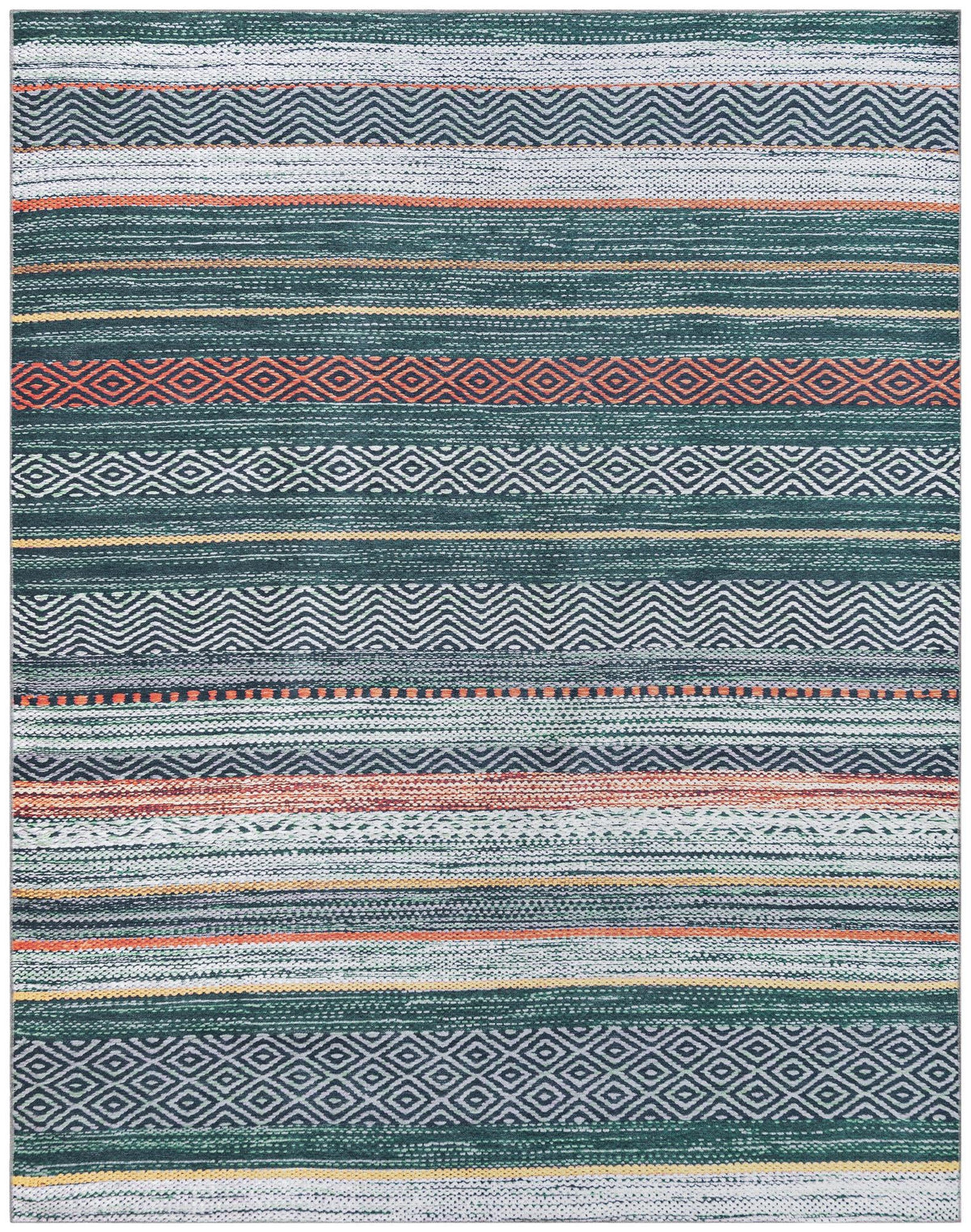Yara Axel Green & Ivory Area Rug | Rectangle overhead | SKU 3181999