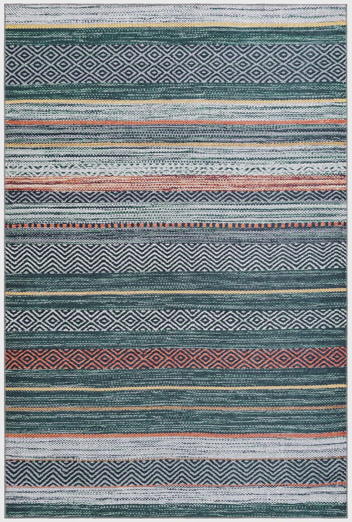 Yara Axel Green & Ivory Area Rug | Rectangle overhead alternative