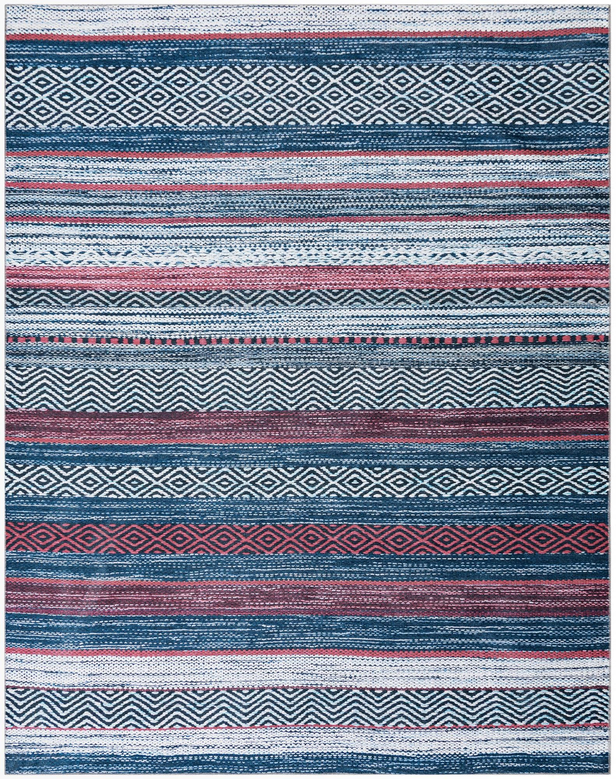 Yara Axel Navy Blue & Blue Area Rug, overhead view