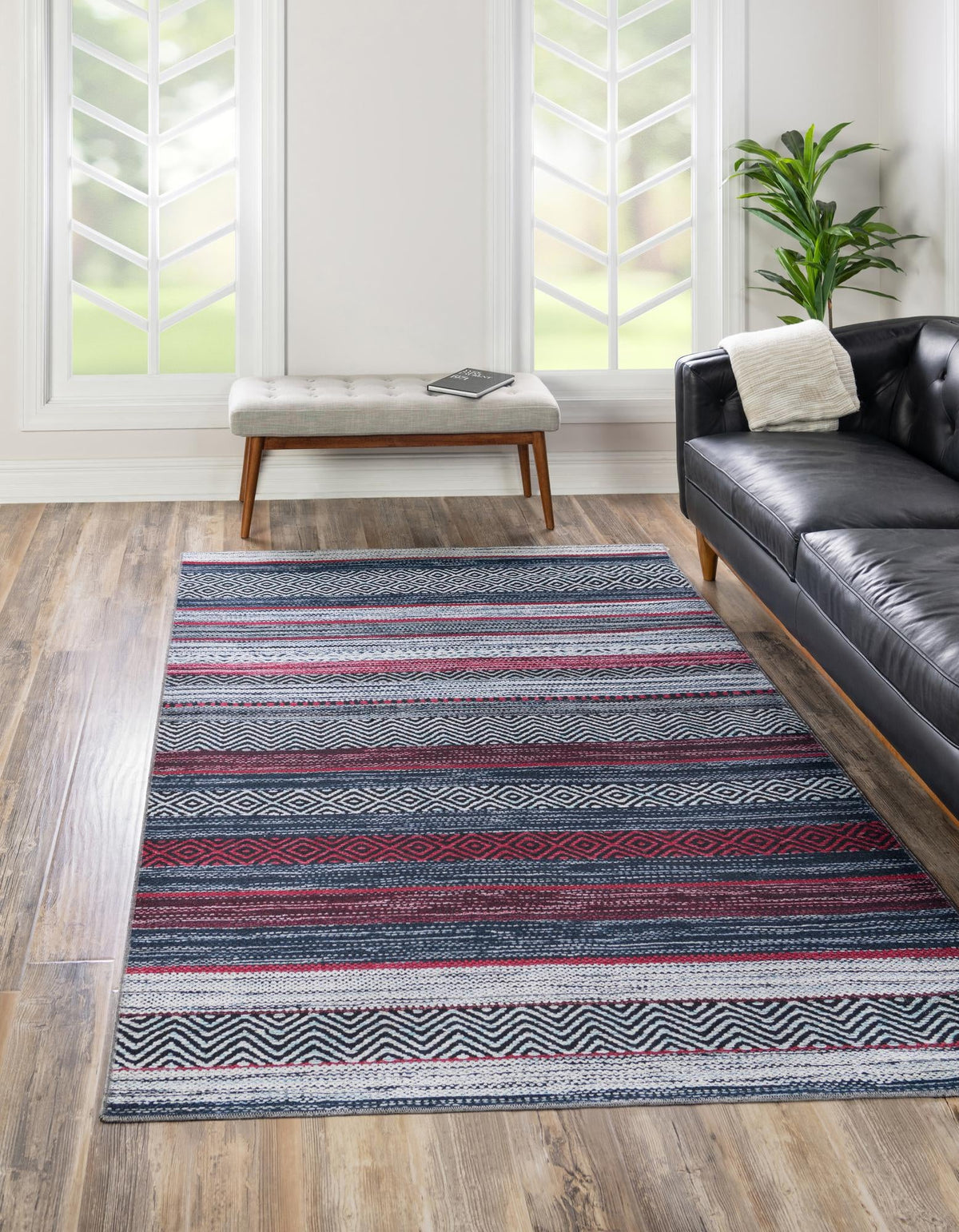 Yara Axel Navy Blue & Blue Area Rug, room setting
