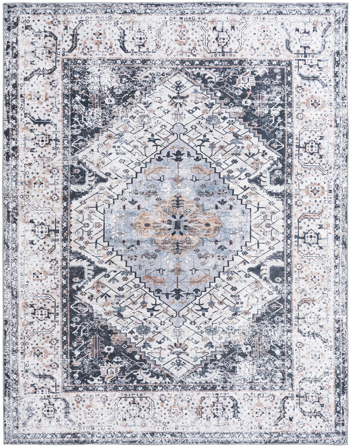 Yara Yash Linen Charcoal & Beige Area Rug | exact lead 3182111 overhead