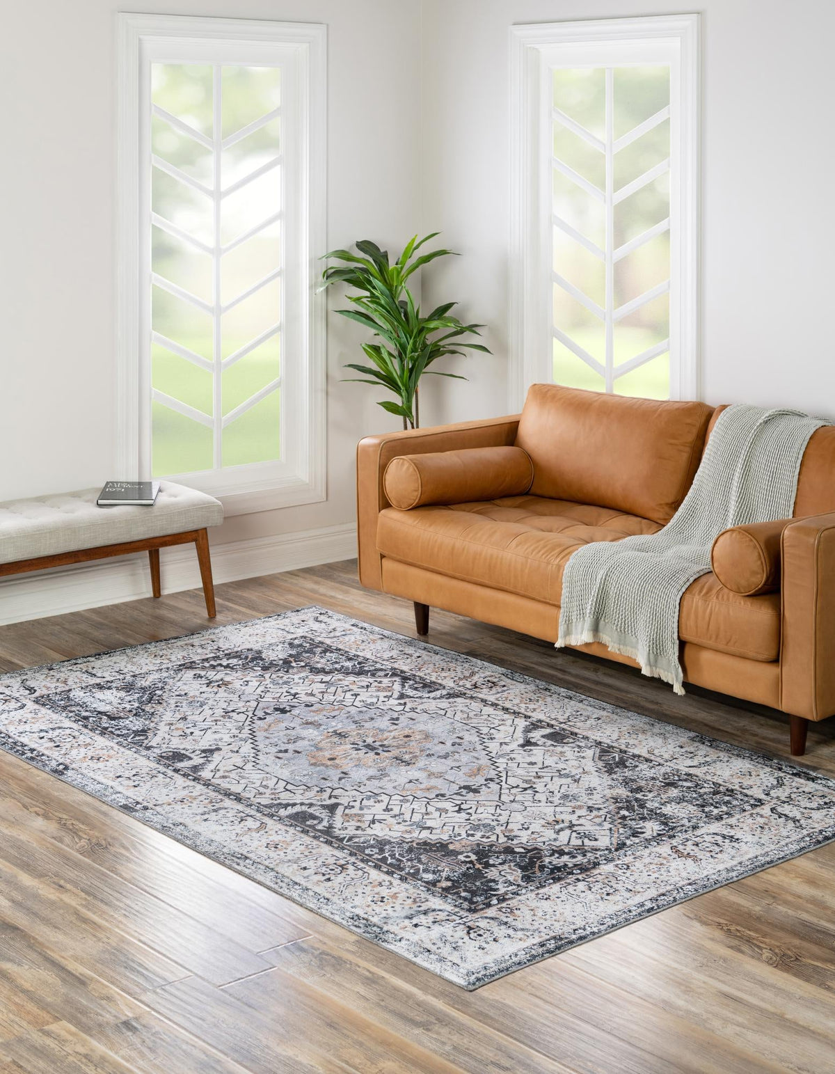 Yara Yash Linen Charcoal & Beige Area Rug | original supplier alternate detail or shape