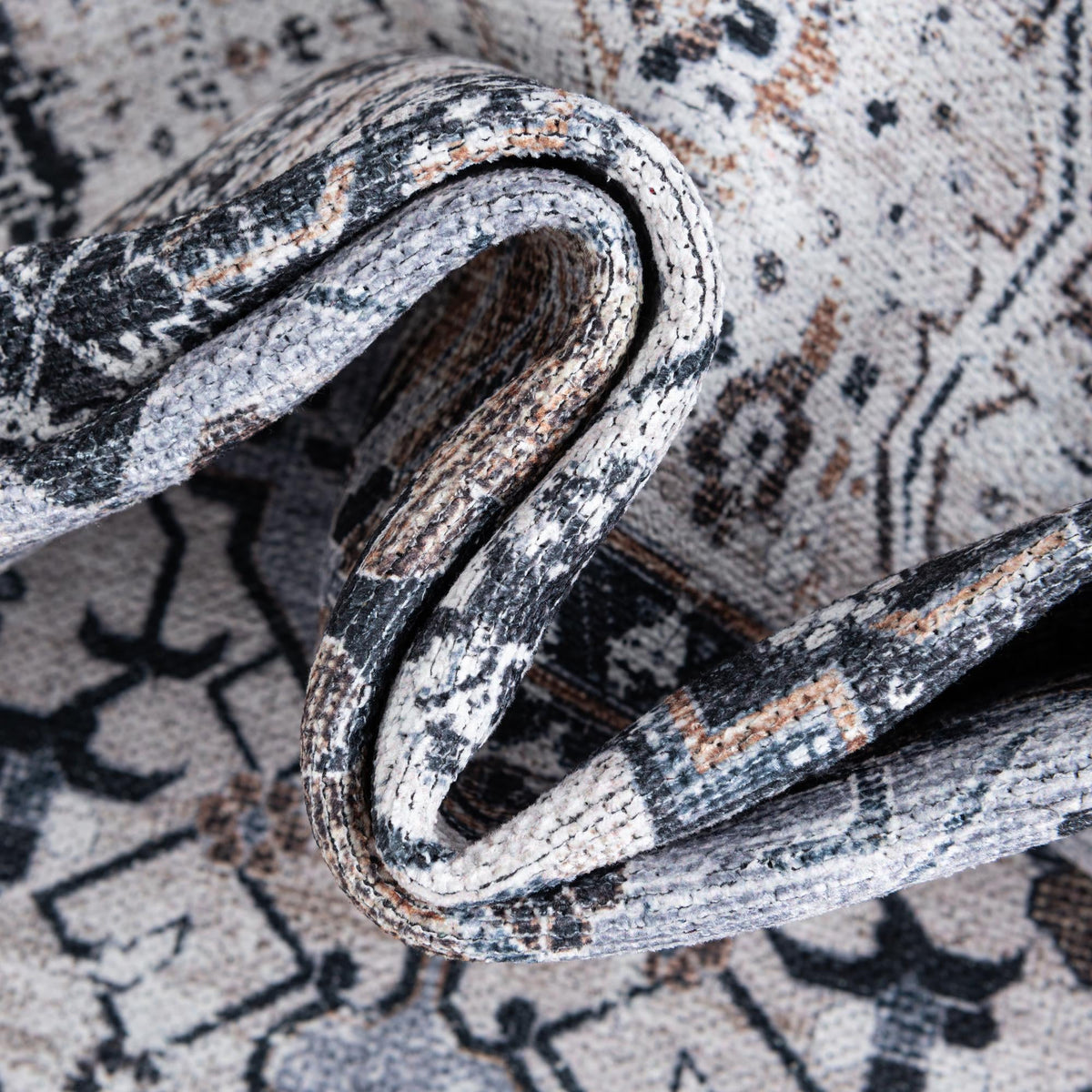 Yara Yash Linen Charcoal & Beige Area Rug | original supplier alternate detail or shape