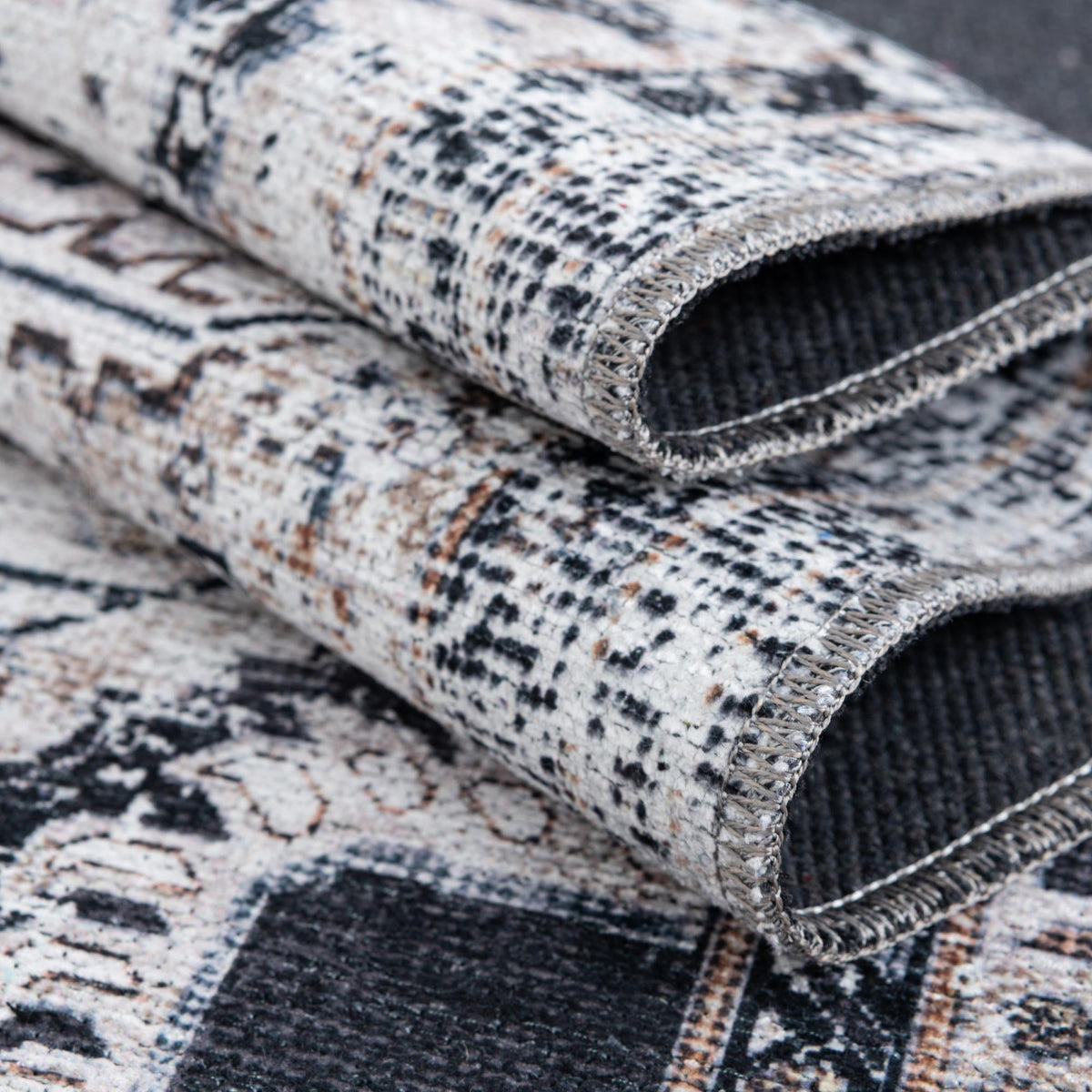 Yara Yash Linen Charcoal & Beige Area Rug | original supplier alternate detail or shape