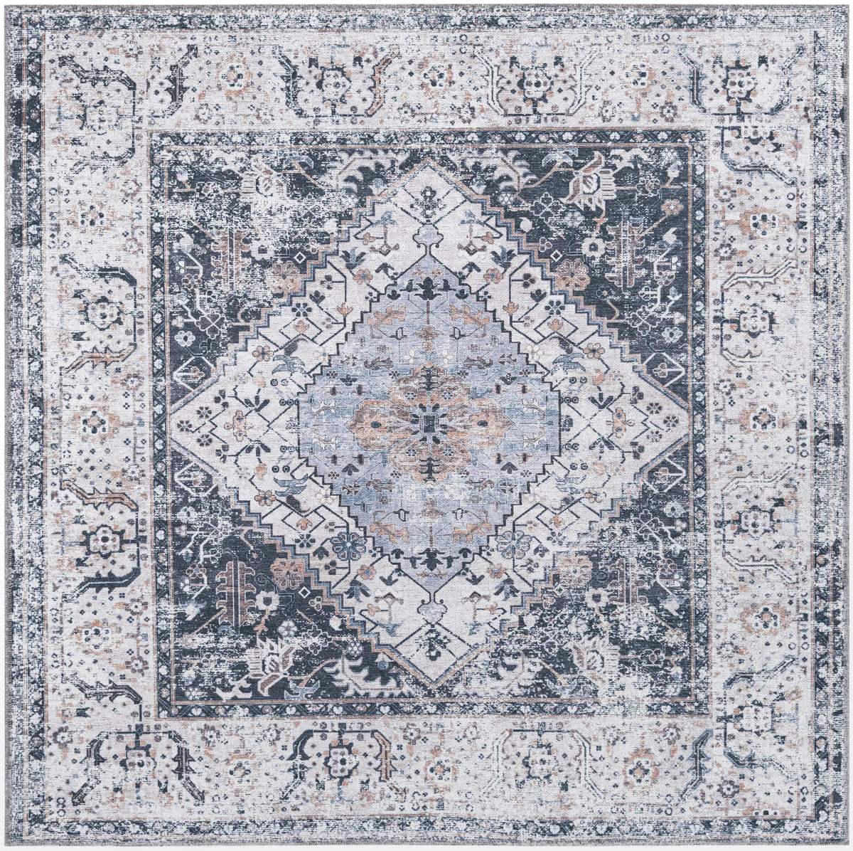 Yara Yash Linen Charcoal & Beige Area Rug | original supplier alternate detail or shape