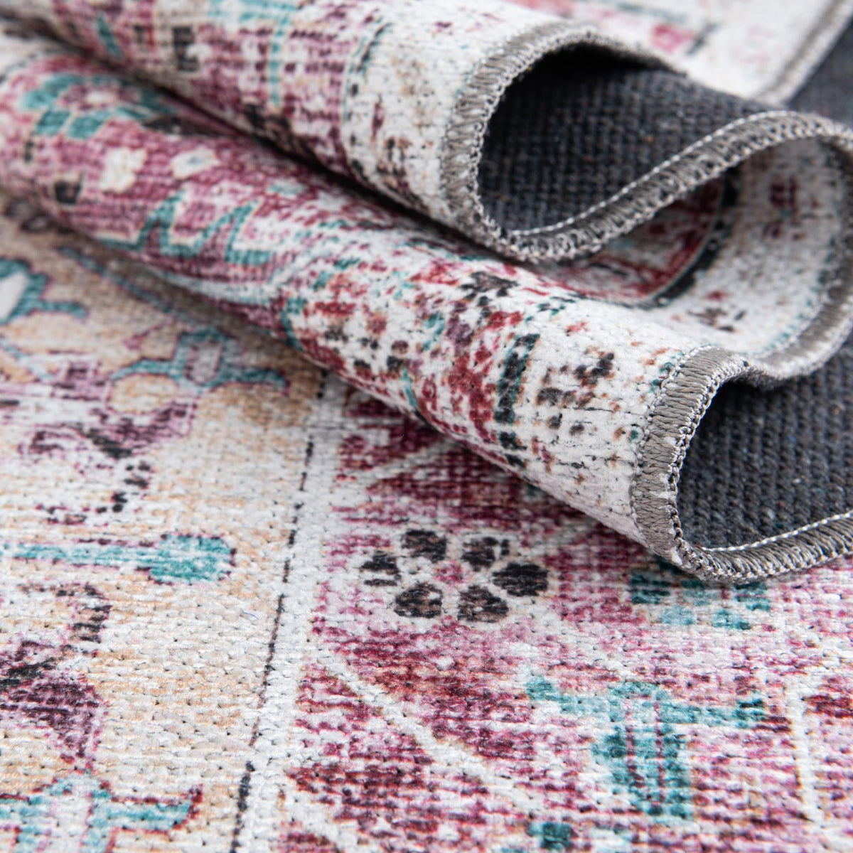 Yara Yash Light Coral Pink & Blue Area Rug | Unique Loom high-resolution supplier additional photo 3182161_image_1038.jpg