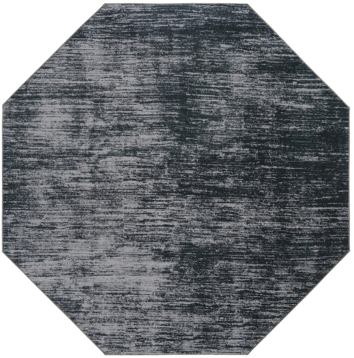 Asha Rosas Black & Ivory Area Rug overhead Octagon 7' 7"