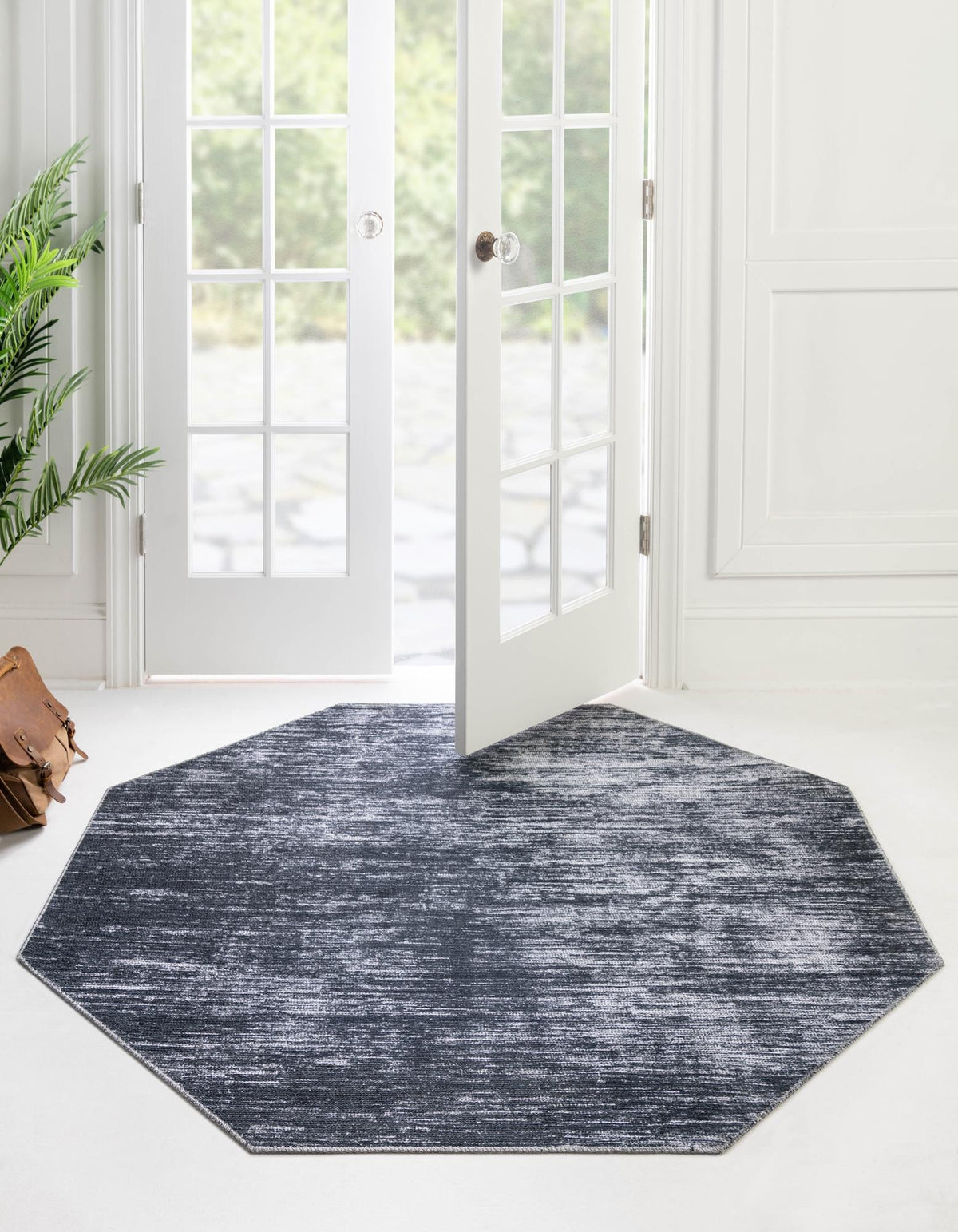 Asha Rosas Black & Ivory Area Rug lifestyle Octagon