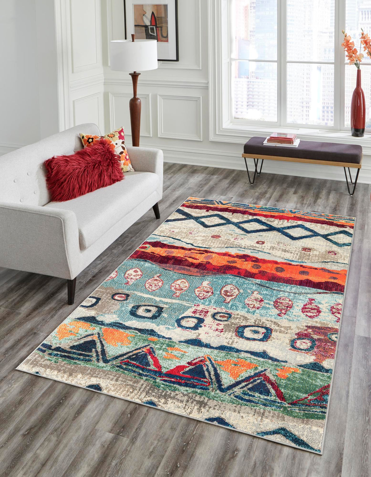 Vivid Mary Multi & Ivory Area Rug lifestyle Rectangle