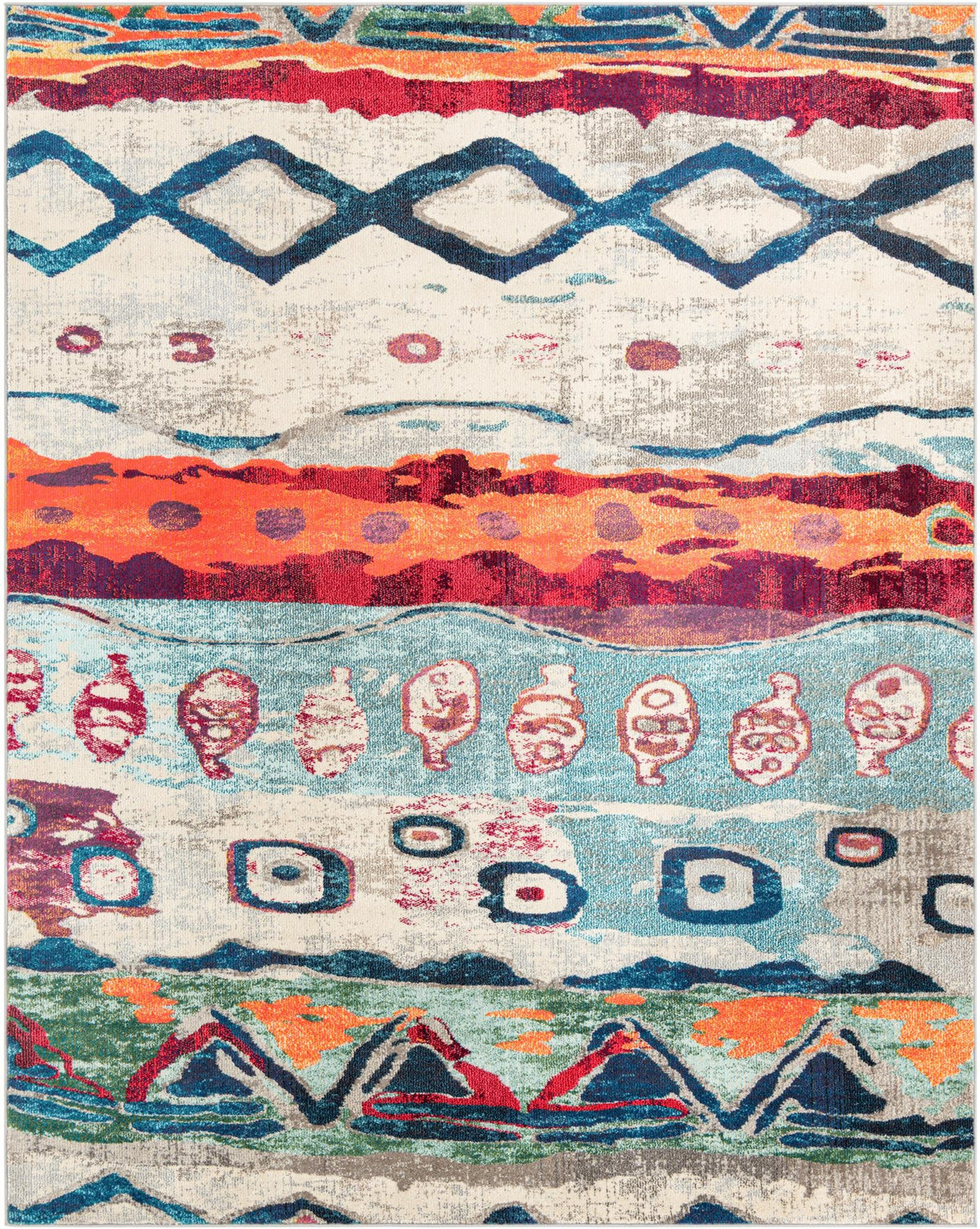 Vivid Mary Multi & Ivory Area Rug overhead Rectangle 7' 10" x 10'