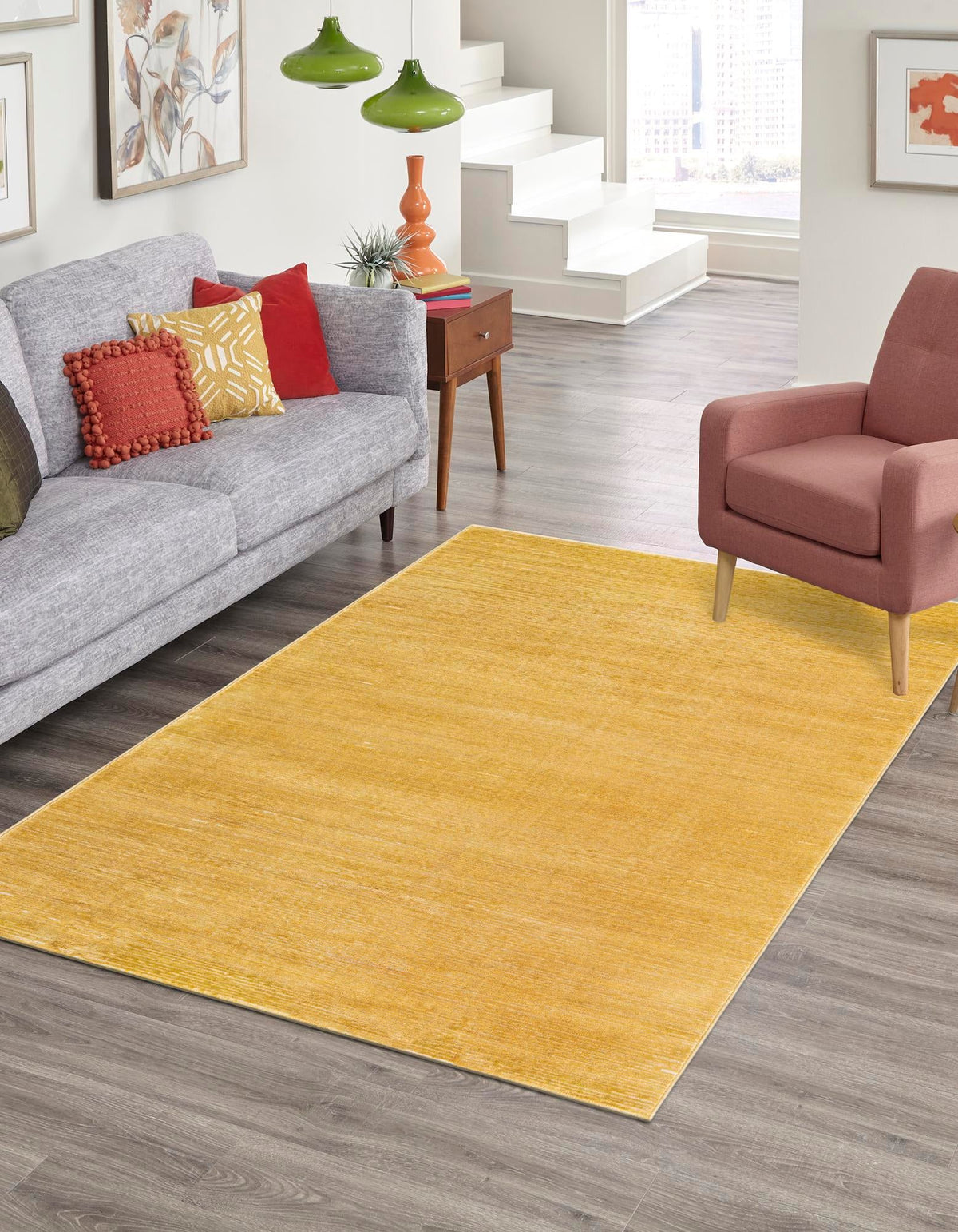 Finsbury Kate Yellow Area Rug | Rectangle in room