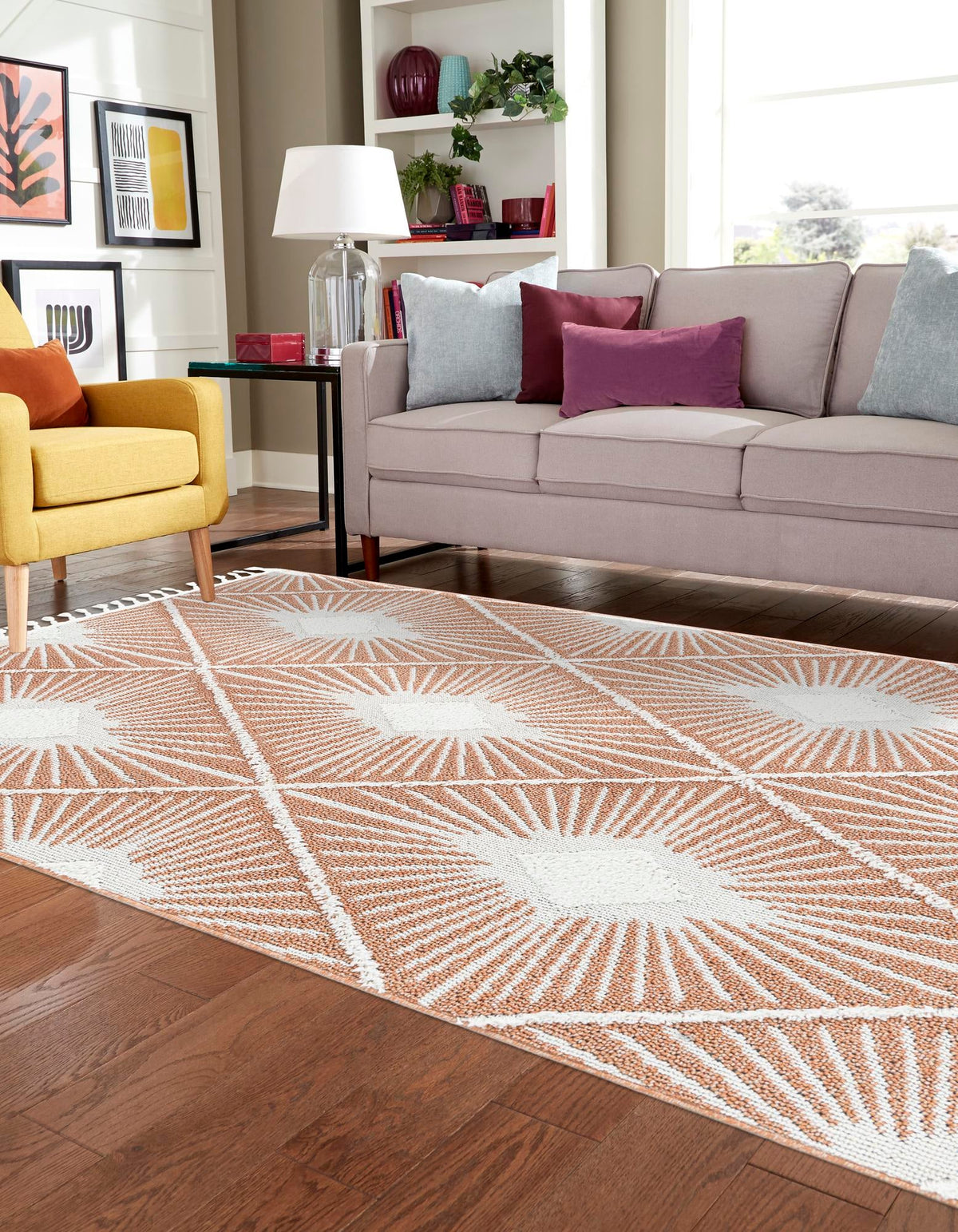 Boho Lilah Rust Red & Ivory Area Rug lifestyle Rectangle