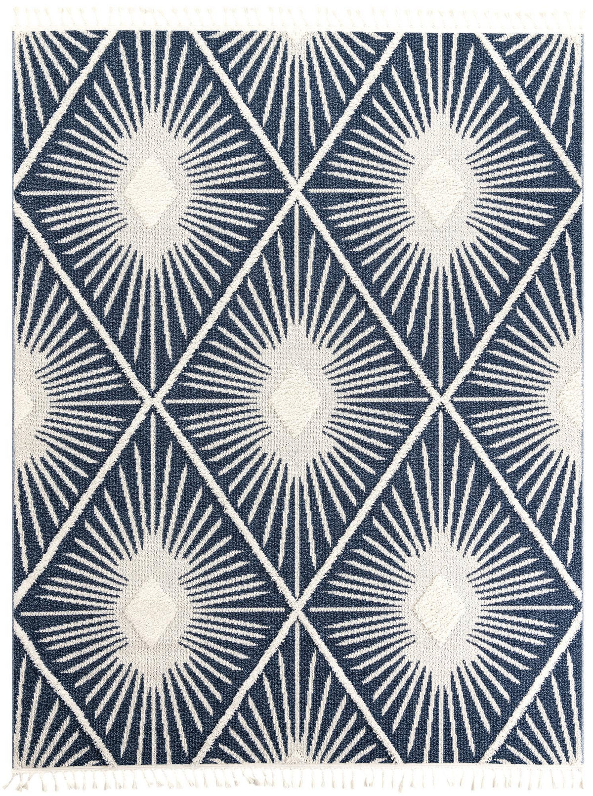 Boho Lilah Blue & Ivory Area Rug overhead Rectangle 7' 10" x 10'
