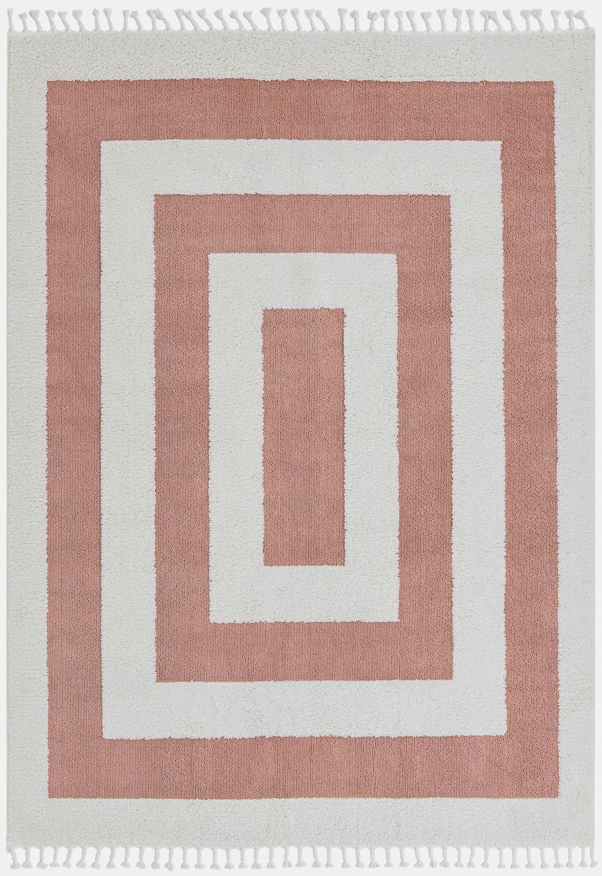 Boho Mimi Pink & Ivory Area Rug overhead Rectangle 7' 10" x 10'