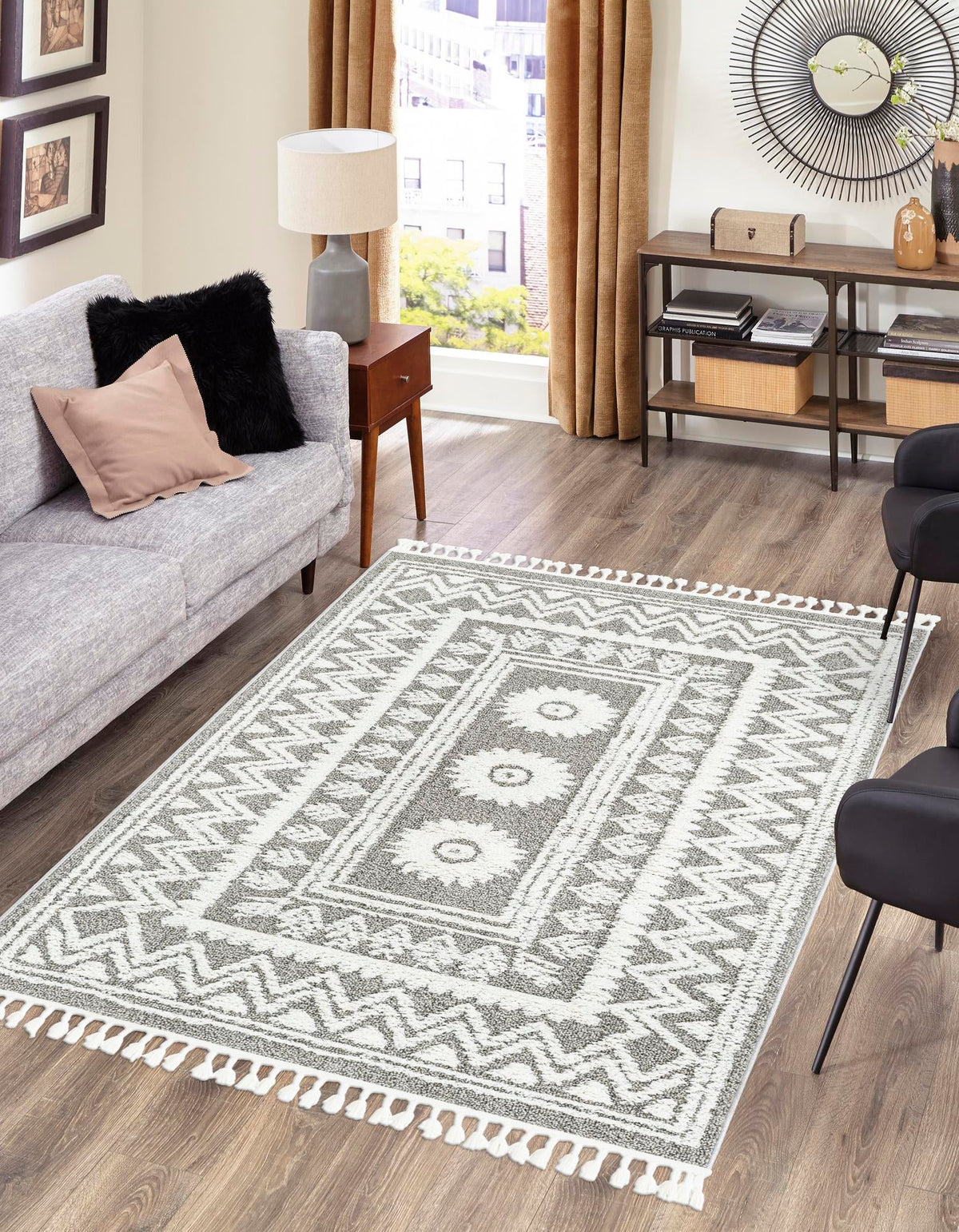 Boho Becca Gray & Ivory Area Rug lifestyle Rectangle